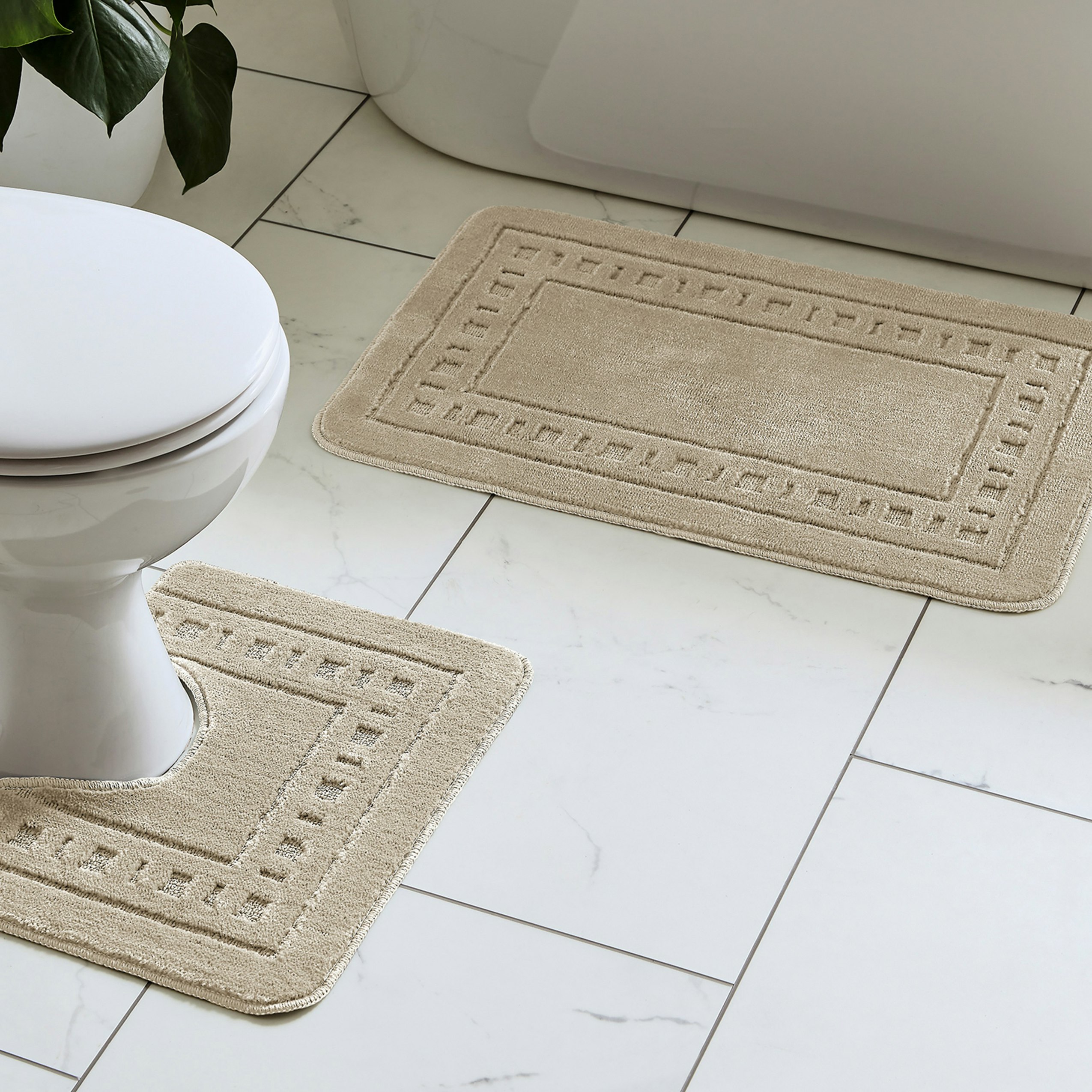 Rackhams Armoni Bath & Pedestal Mat Set - Natural
