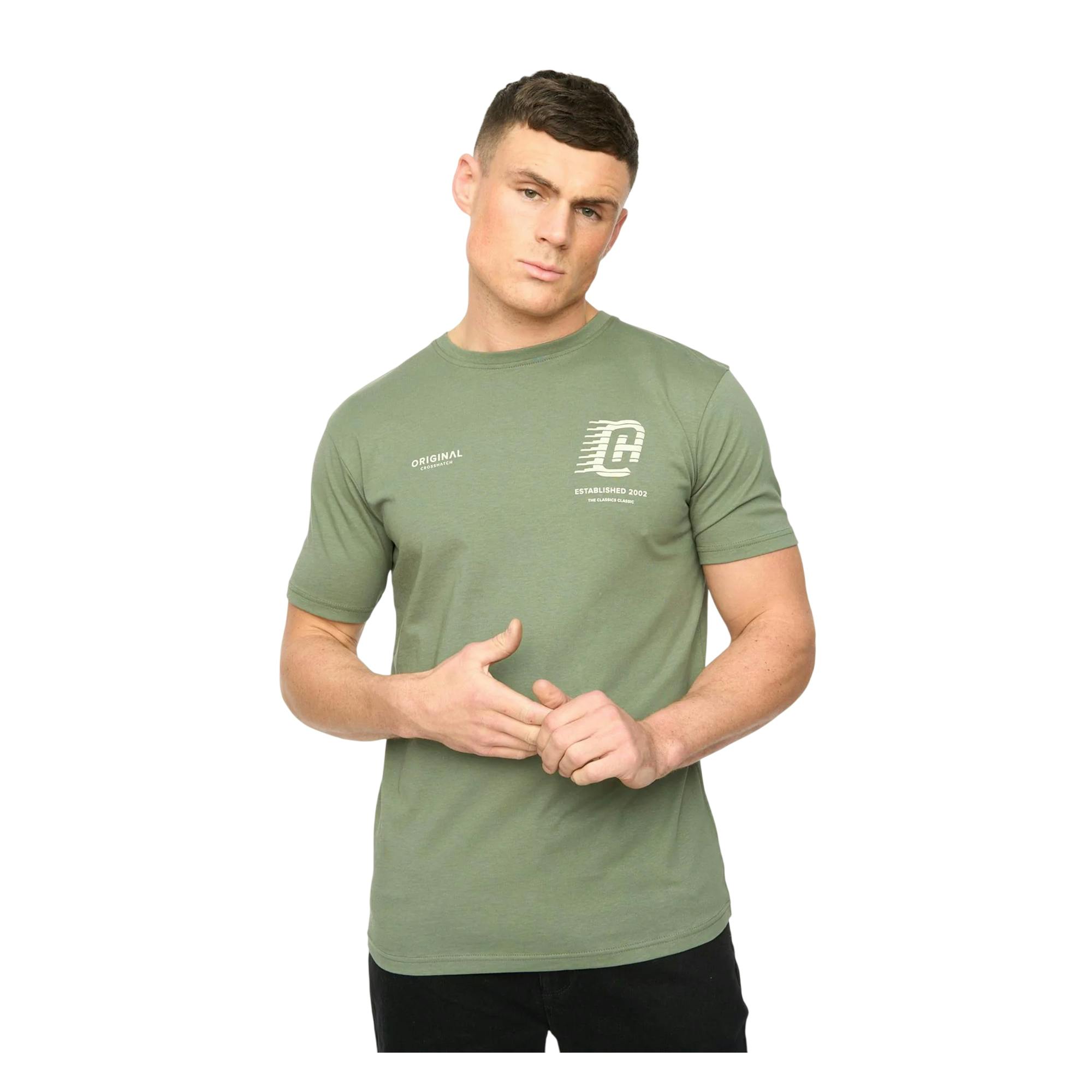 Crosshatch Men's Morville Cotton T-Shirt - Olive - L - Olive - 100% Cotton