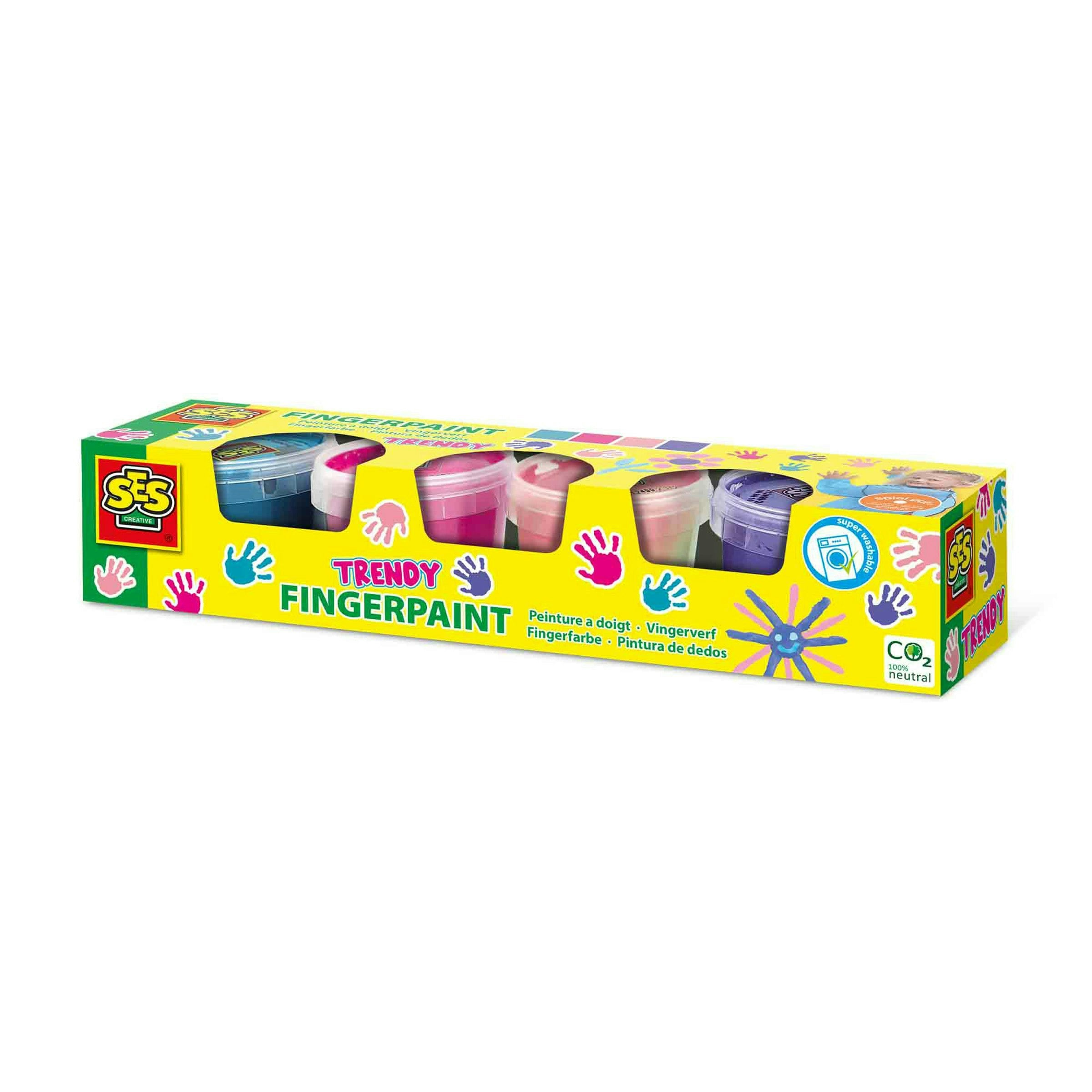Ses Creative Light/Blue/Pink Fingerpaint 4 Trendy Colours X 110Ml