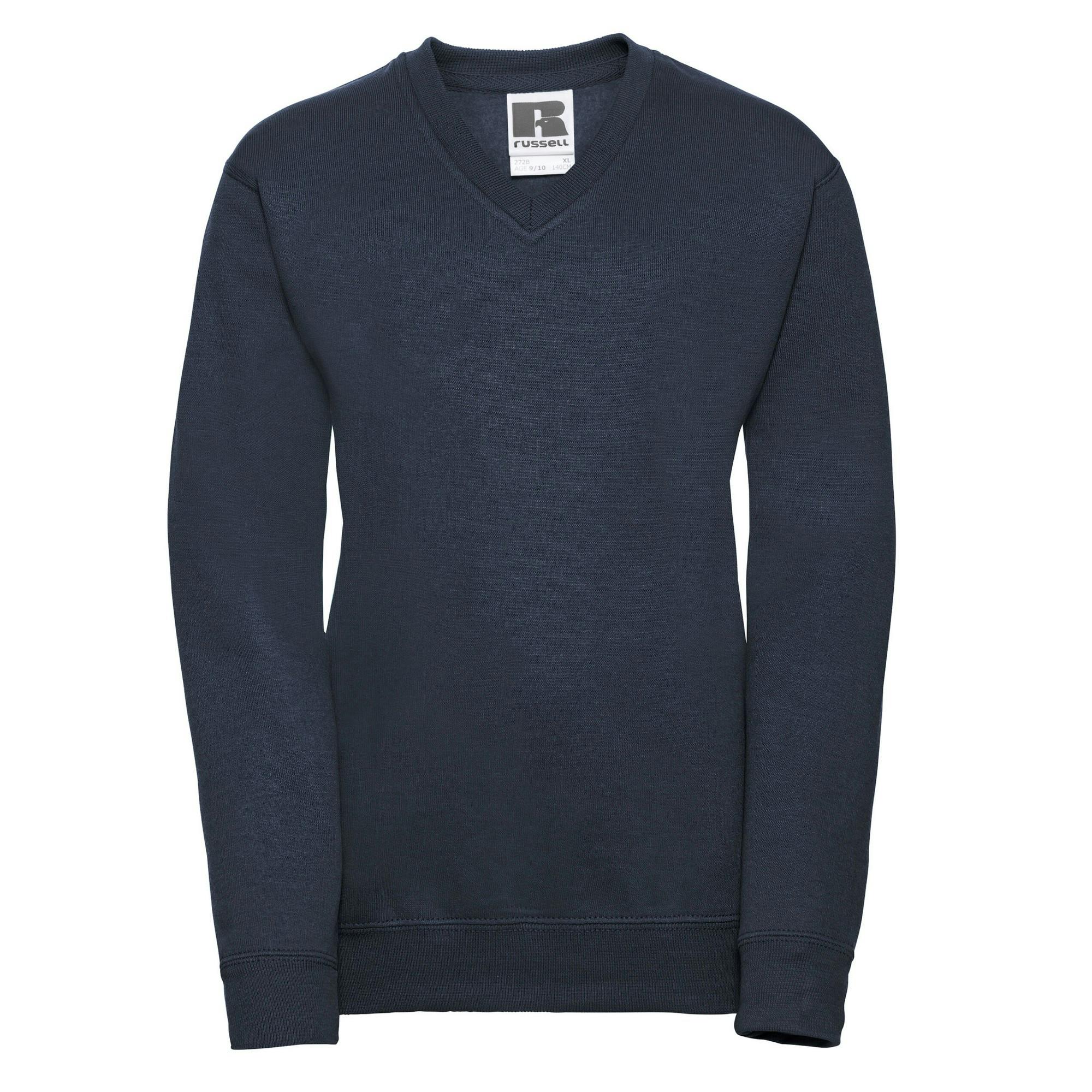 Russell Collection Childrens/Kids V Neck Sweatshirt - French Navy - 3-4 Years - French Navy - 50% Cotton/50% Polyester