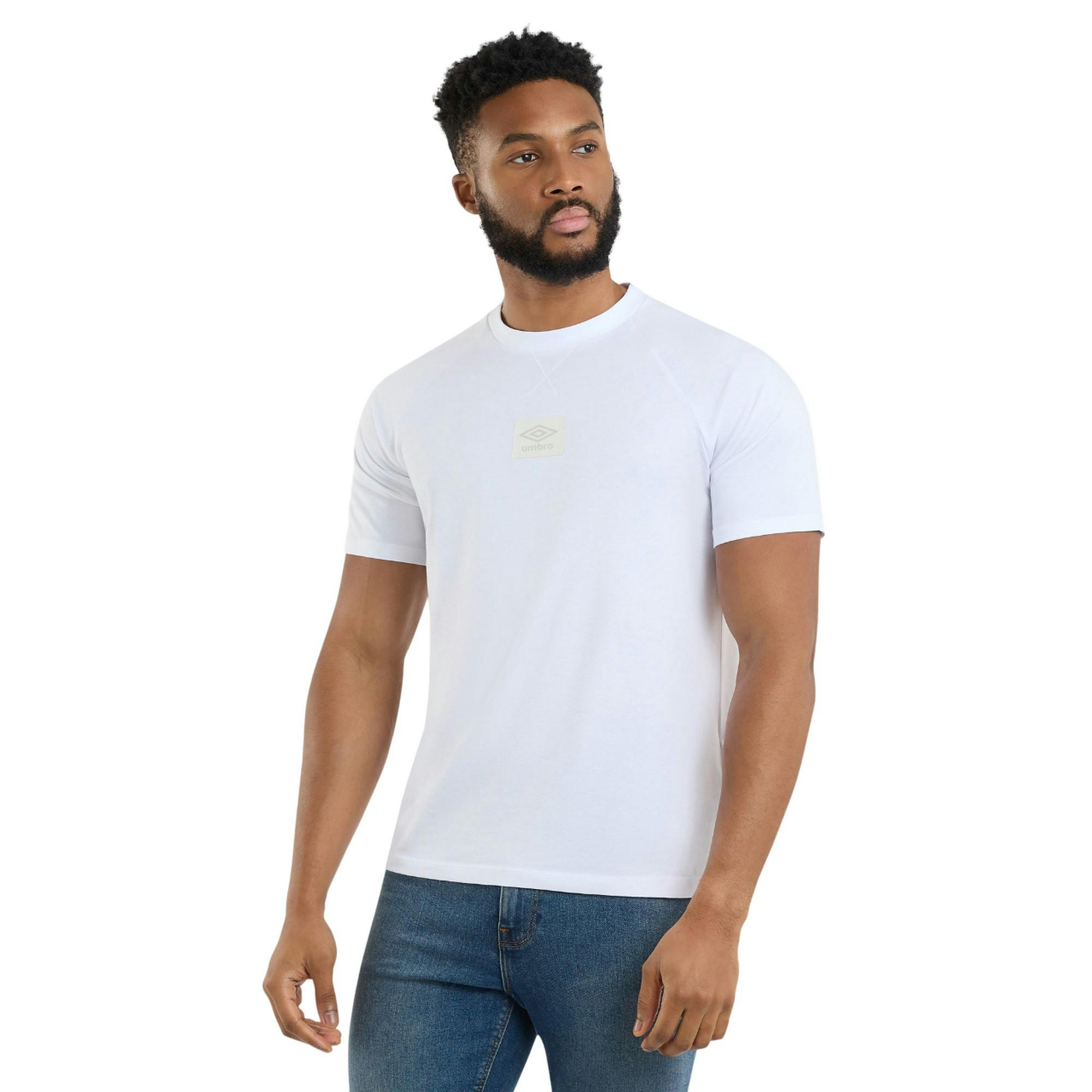 Umbro Men's White Layered Box Logo T-Shirt - Brilliant - Brilliant - Xxl - 100% Cotton