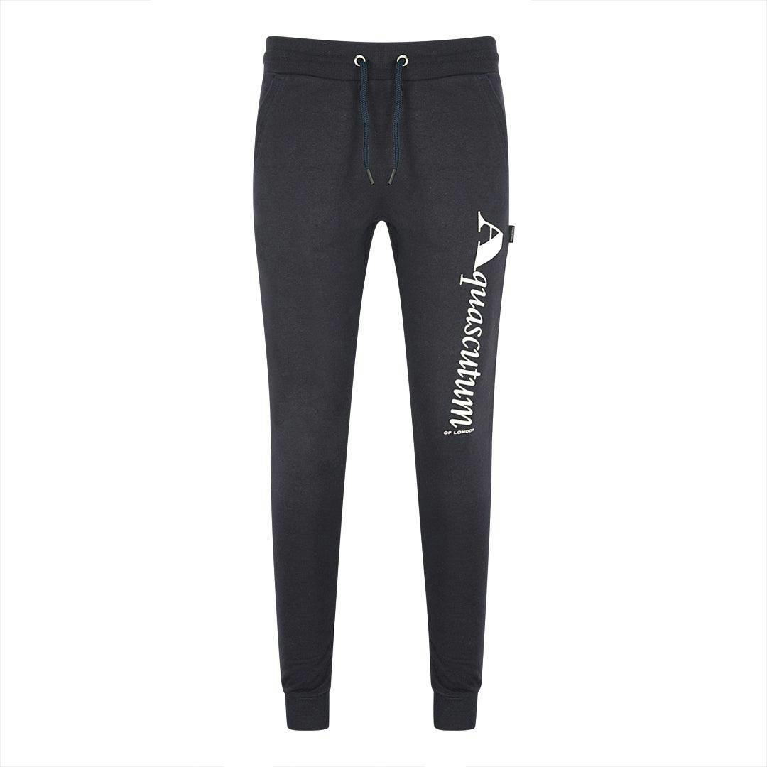 Aquascutum Unisex Adult Logo Sweatpants - Navy - Xl - Navy - 100% Cotton