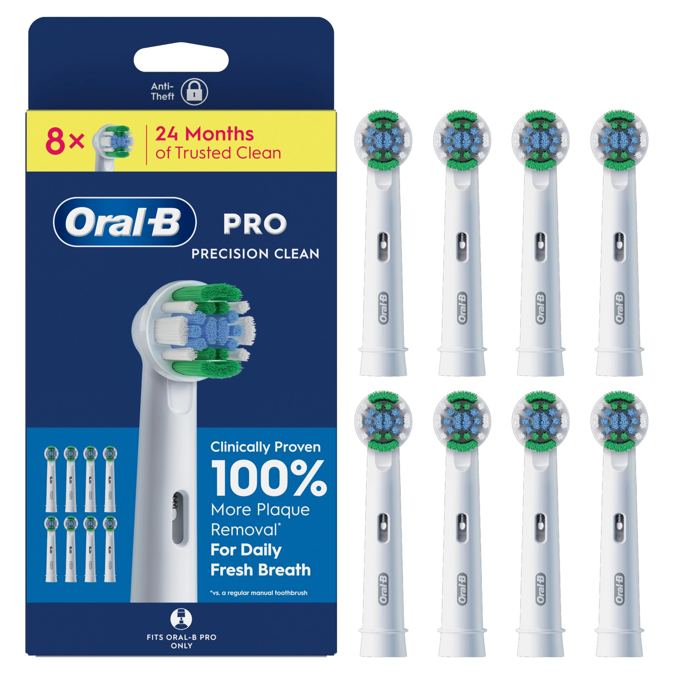 Oral-B Green/Yellow Pro Precision Clean Toothbrush Heads, 8 Counts
