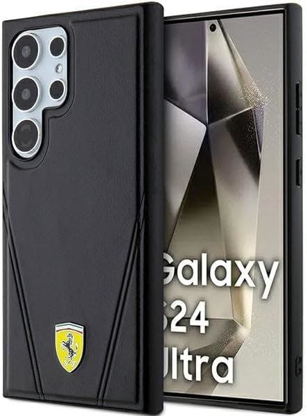 Ferrari Black Hot Stamp V Line With Magsafe Hard Case For Samsung Galaxy S24 Ultra 6.8" - Fehms24lp3bak