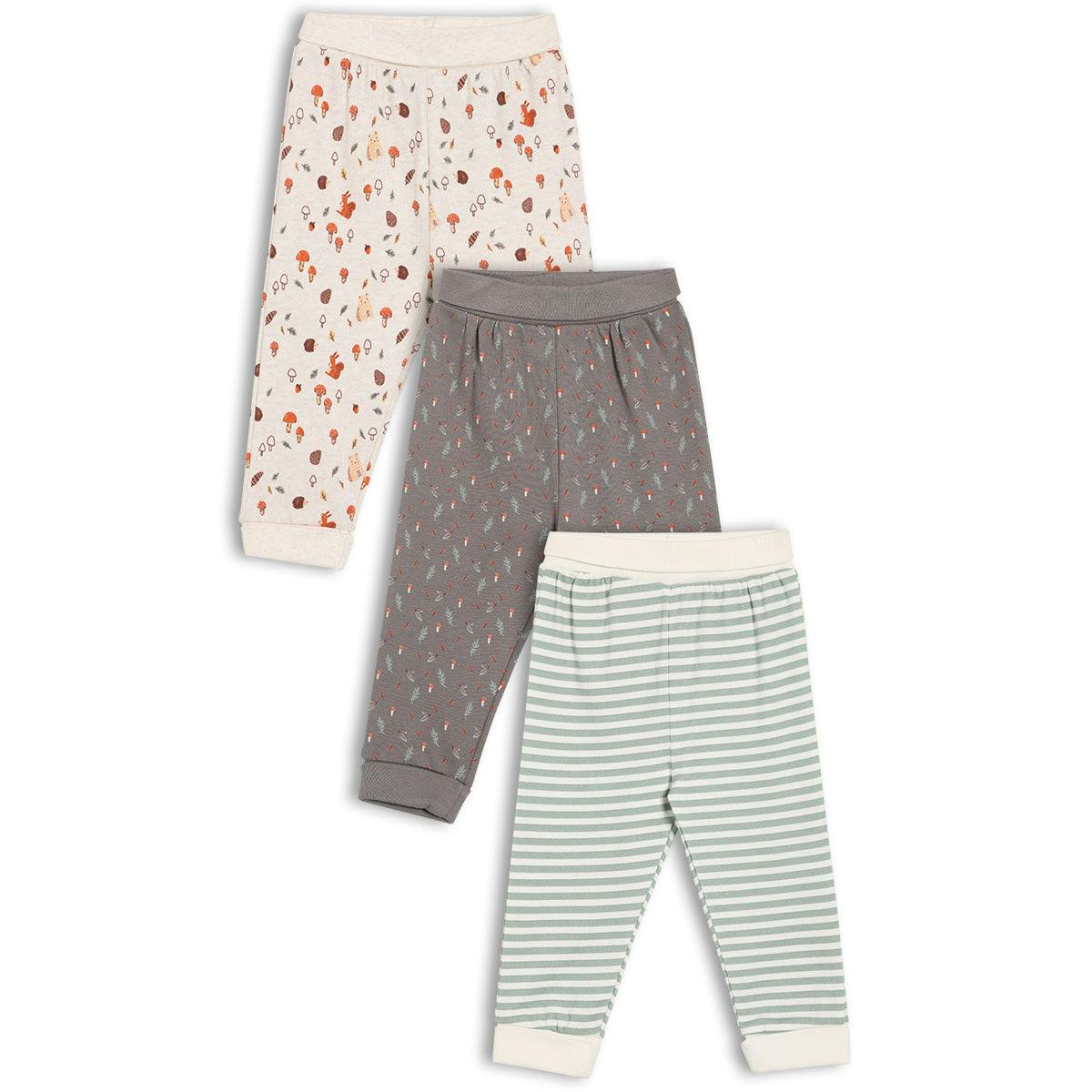 Mini Cuddles Unisex Infant Green Baby 3Pk Printed Joggers Multicolour - 6-9 Months