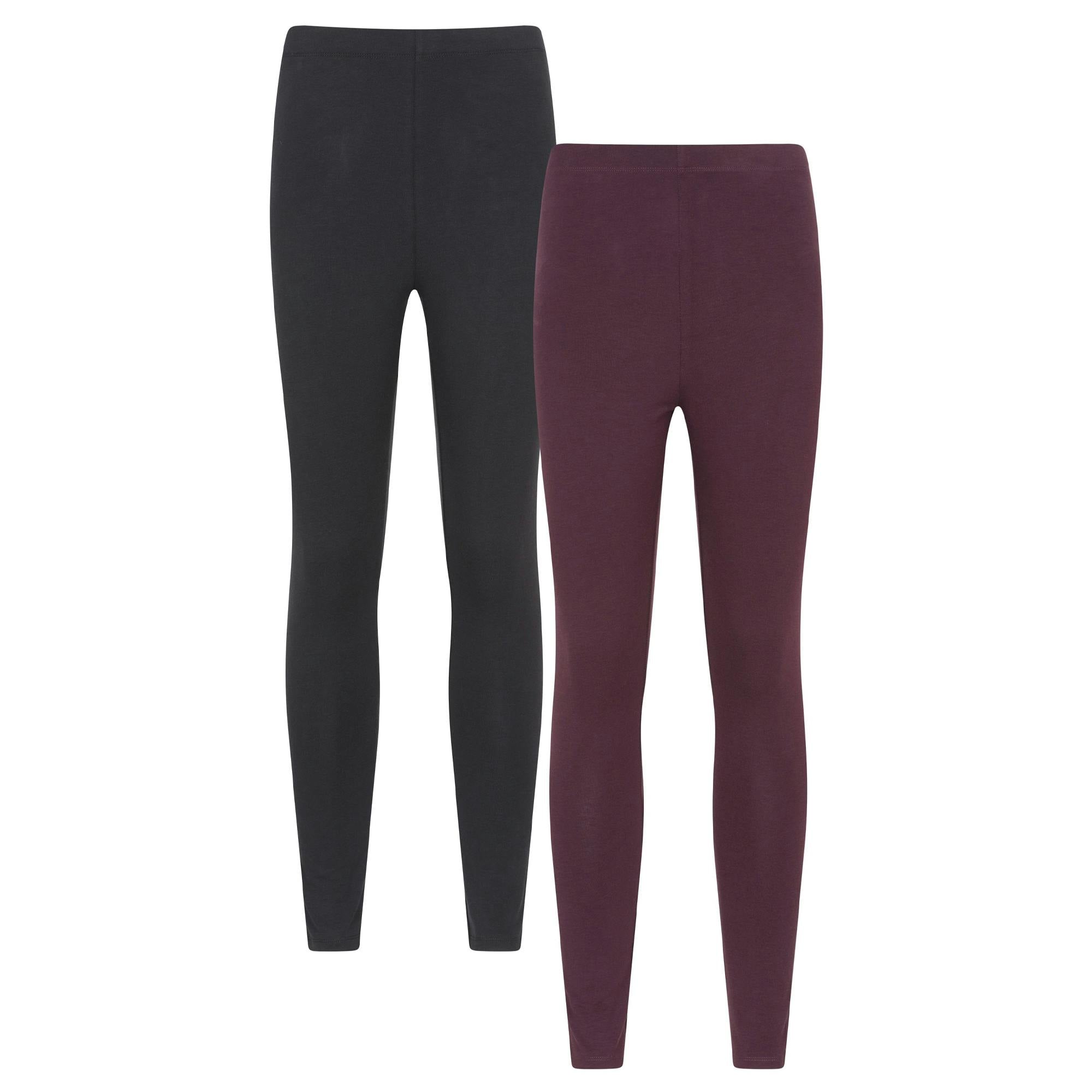 Mountain Warehouse Women's Cotton Blend Midweight Leggings (Pack Of 2) - Berry - 8 Uk - Berry - 100% Mixed