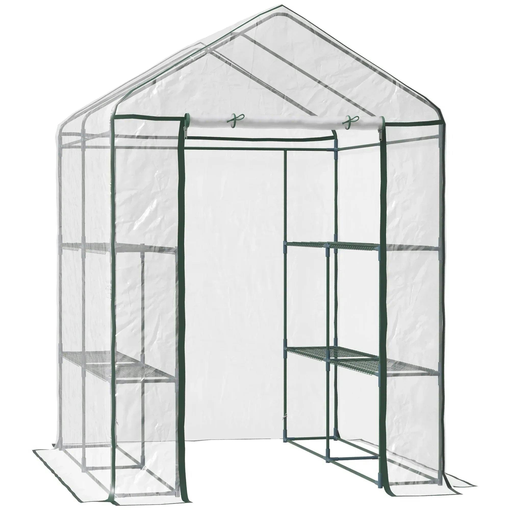 Outsunny Unisex Clear Walk In Greenhouse Garden Pvc Frame Shelves Reinforced Plant Grow - Image 6