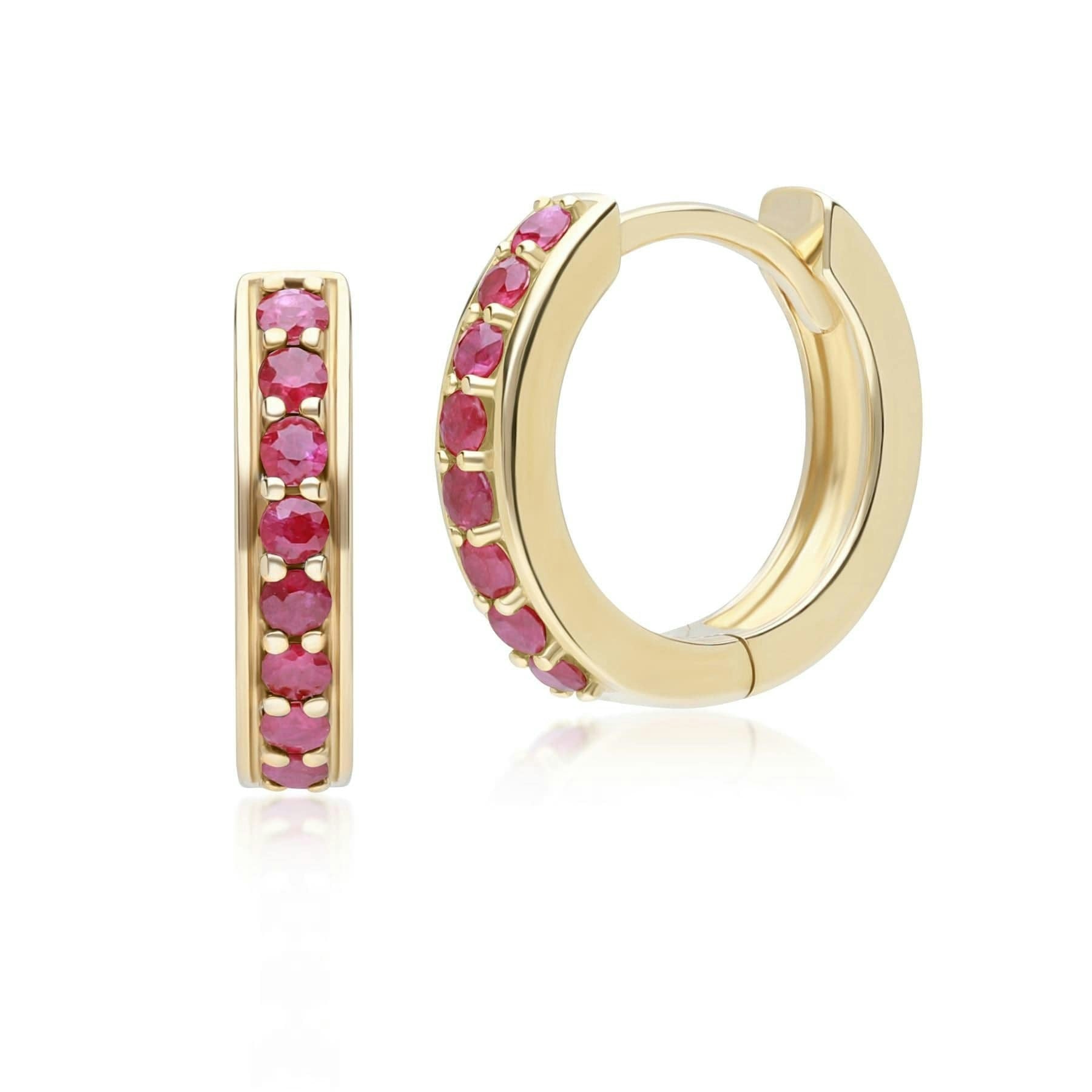 Gemondo Yellow/Gold Classic Ruby Huggie Hoop Earrings In 9Ct