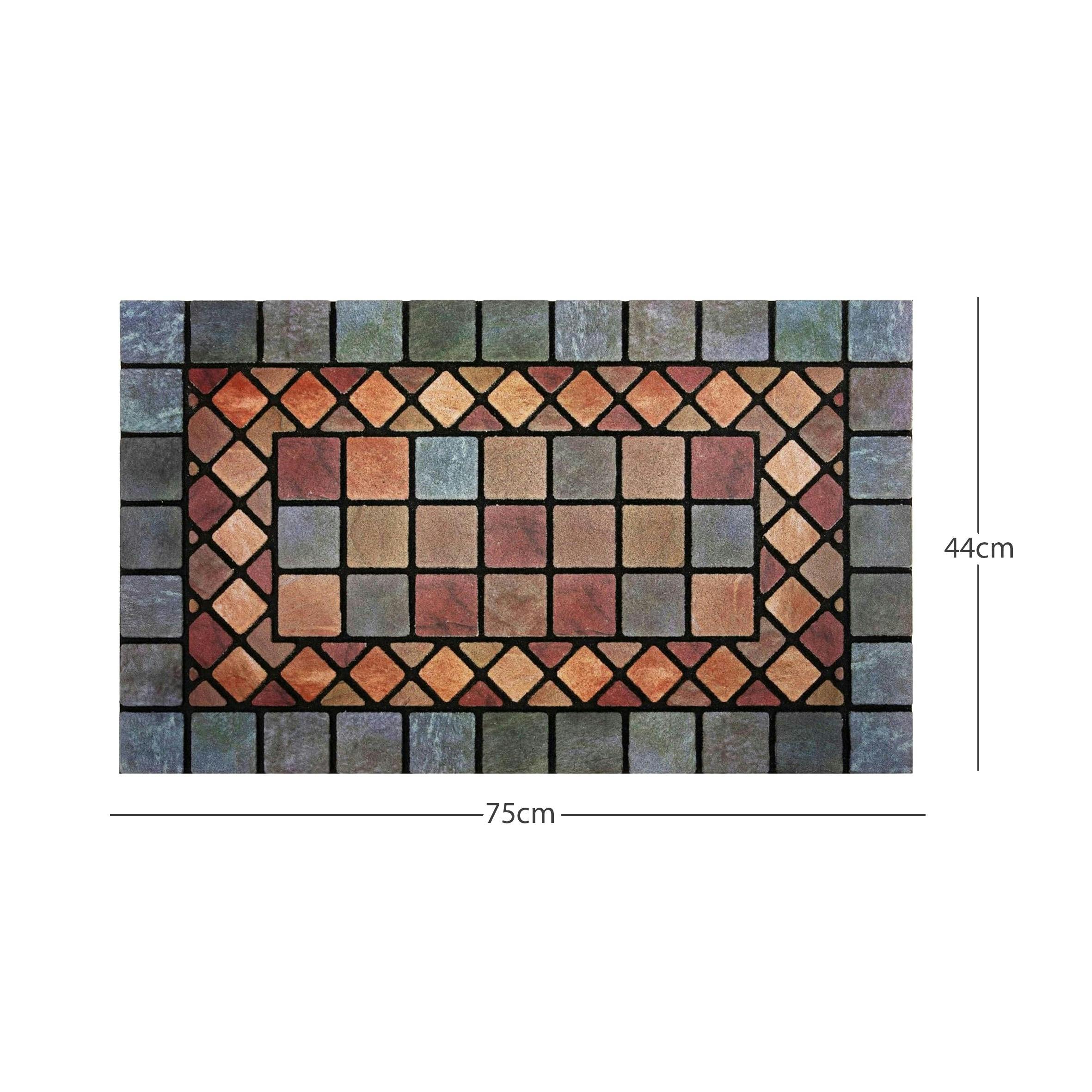 Nicoman Blue Elegant Tile Effect Doormat - Edge - 75X44cm Medium