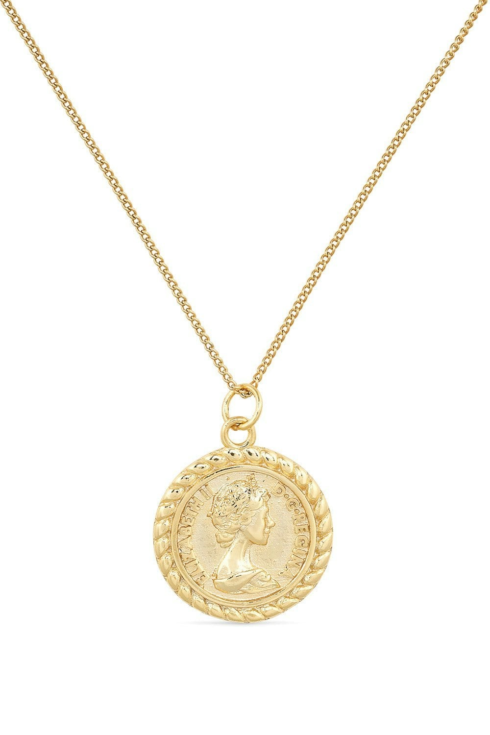 Elk & Bloom Gold Chunky 18K Lucky Coin Medallion Necklace - 44Cm Full Necklace - No Thank You
