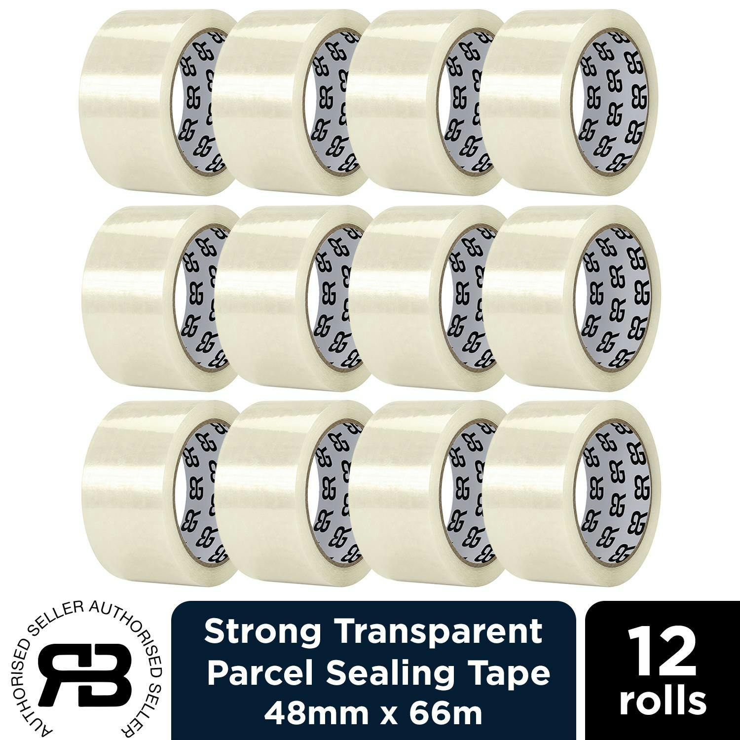 Rackhams Brown Packing Tape 48Mm X 66M Clear Fragile Parcel Box Tape 12, 24 Or 48 Rolls - Clear Packing Tape - 12 Rolls