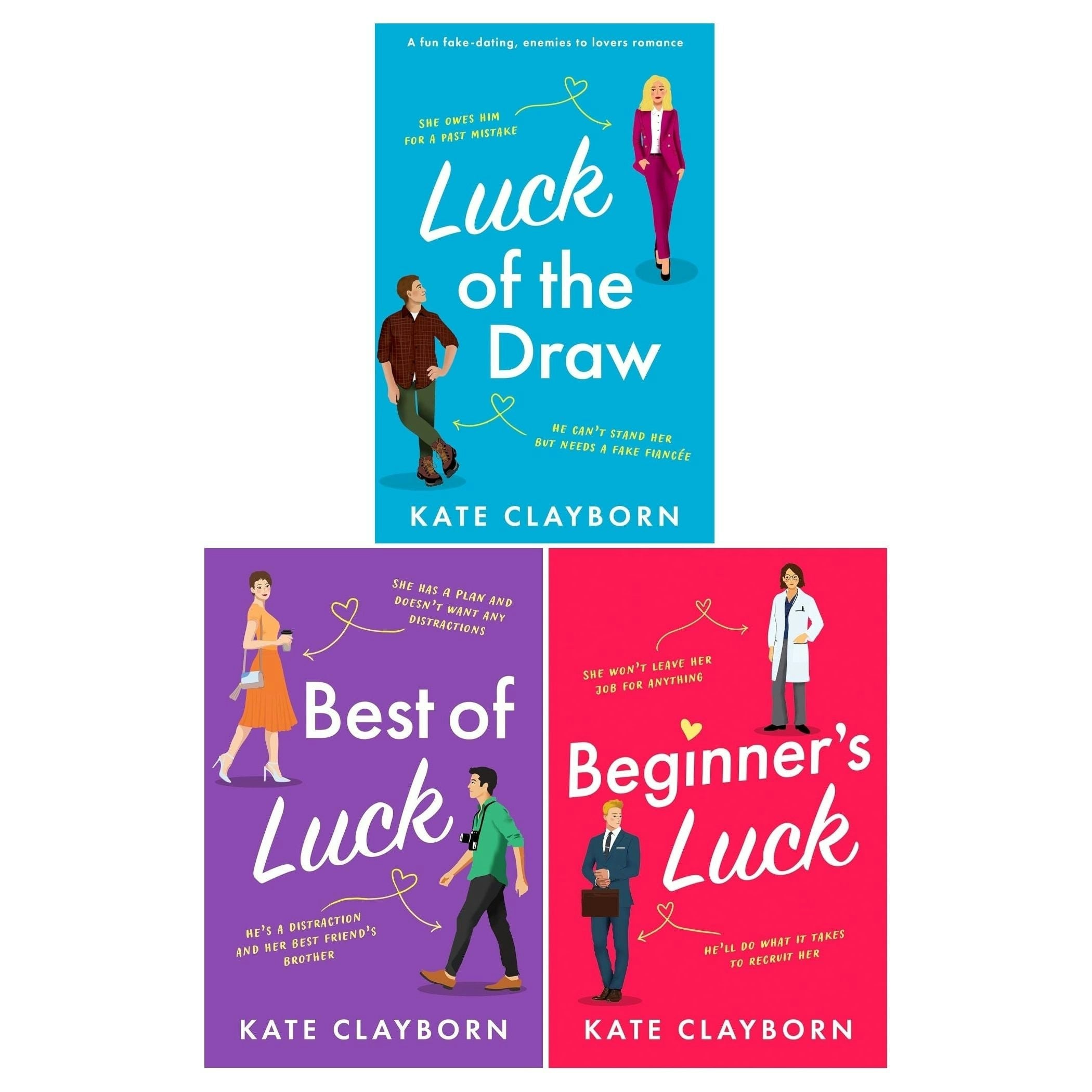 Canelo Chance Of A Lifetime Series 3 Books By Kate Clayborn Beginner's Luck, Luck Of The Draw, Best Of Luck