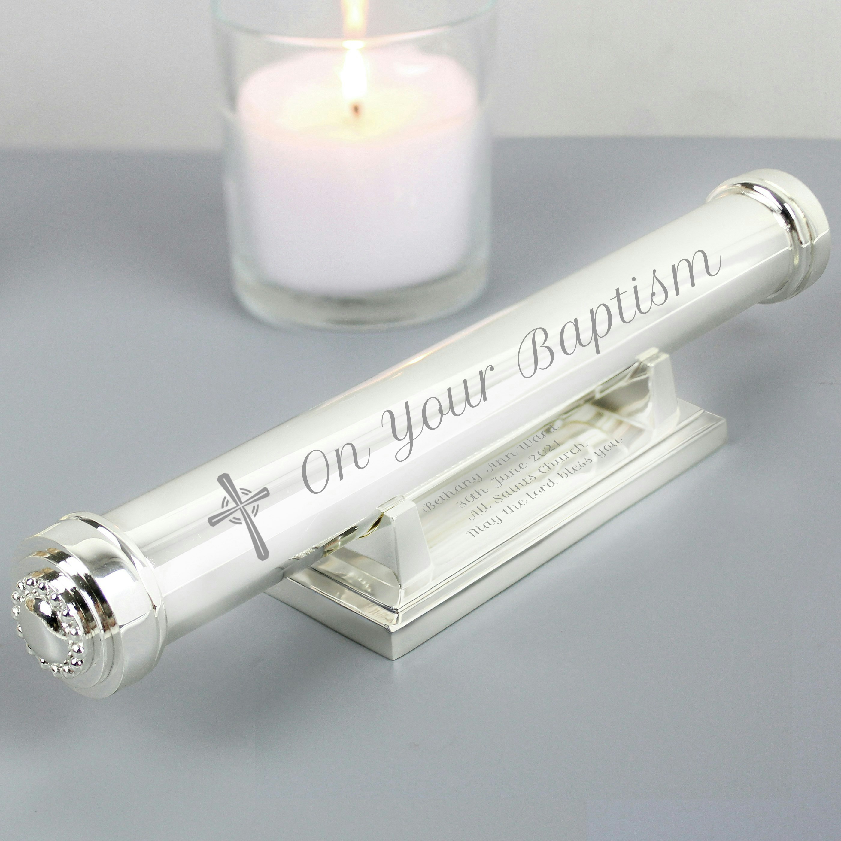 Personalised Memento Company Silver Personalised Cross Certificate Holder