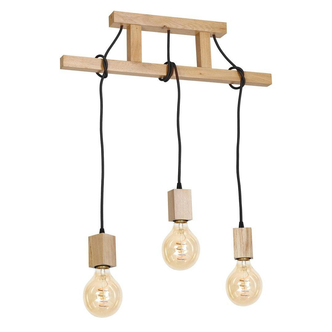 Rackhams Light/White Jack Pendant Lamp Hand Made Natural Wood Ladder And Rope