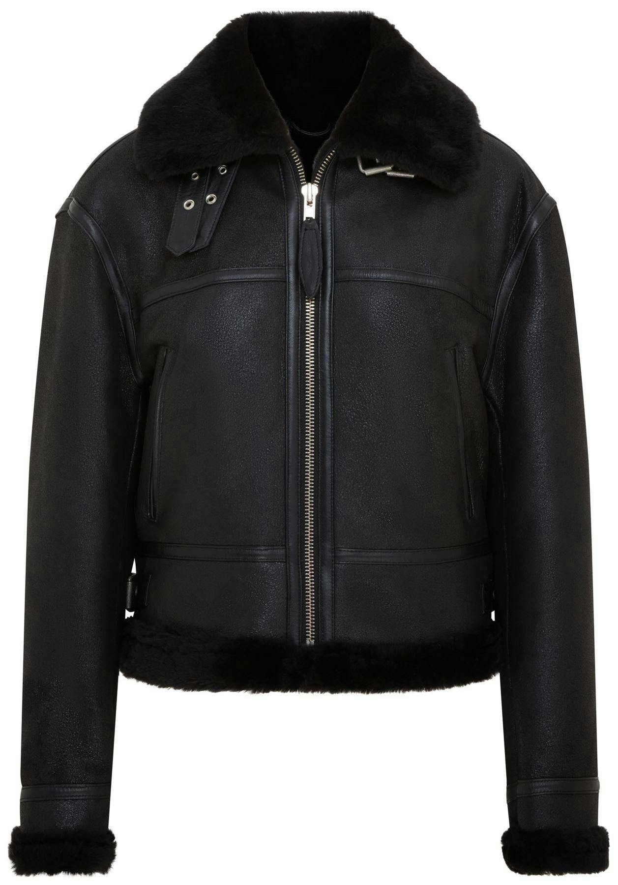 Infinity Leather Women's Black Bomber B3 Sheepskin Jacket -Akiak - Uk S/10 | Eu 36 | Us 6