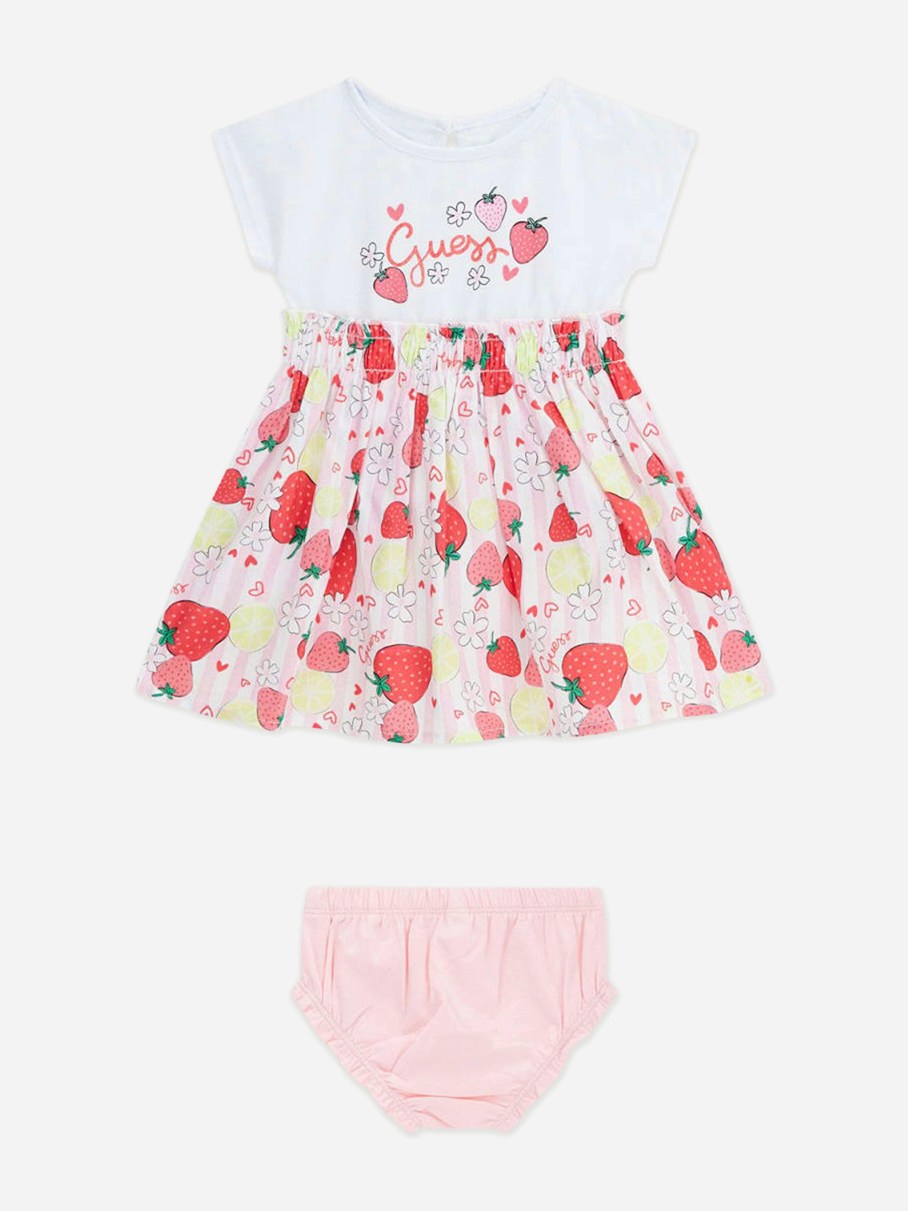 Guess Women's Pink Baby Girls Strawberry Dress With Knickers In - 12 Mths