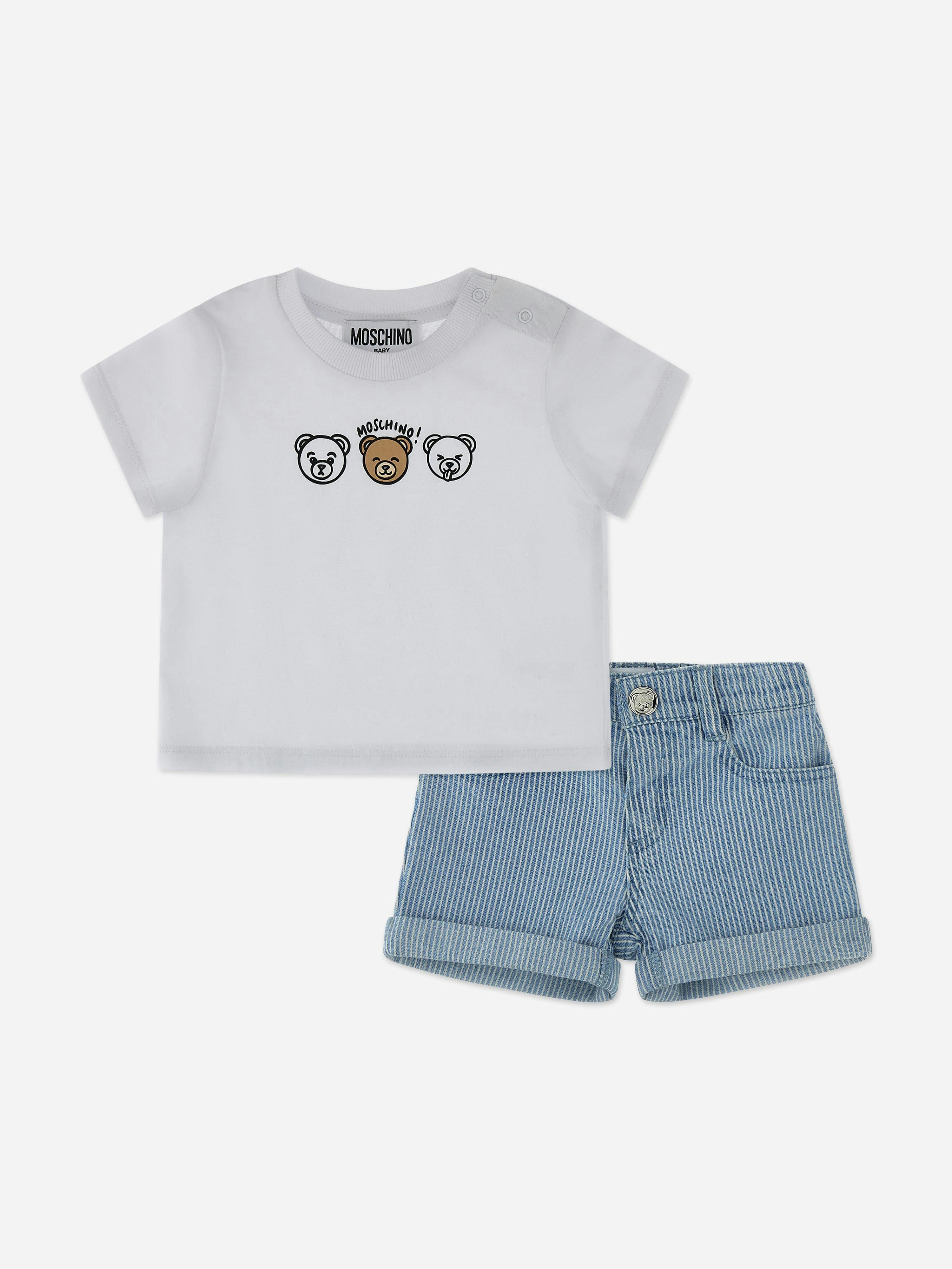 Moschino Kids Boys Blue Moschino Baby Bear Logo Short Set In - 9-12 Mths