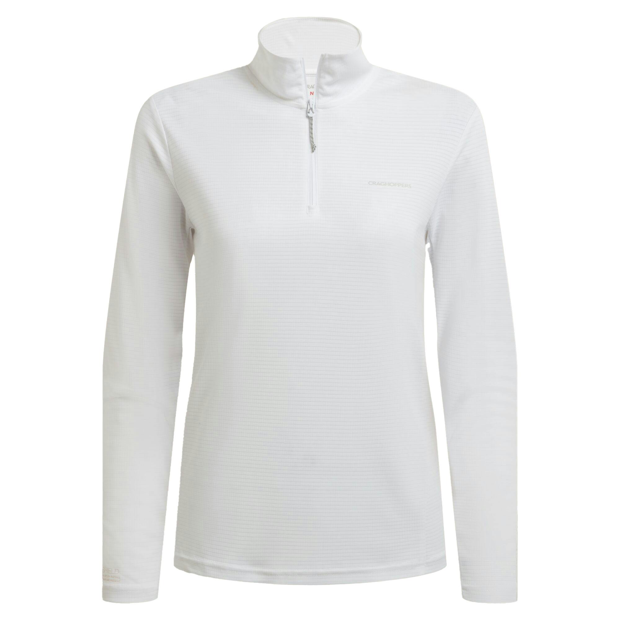 Craghoppers Women's White Nosilife Half Zip Top - 10 Uk - 100% Recycled Polyester