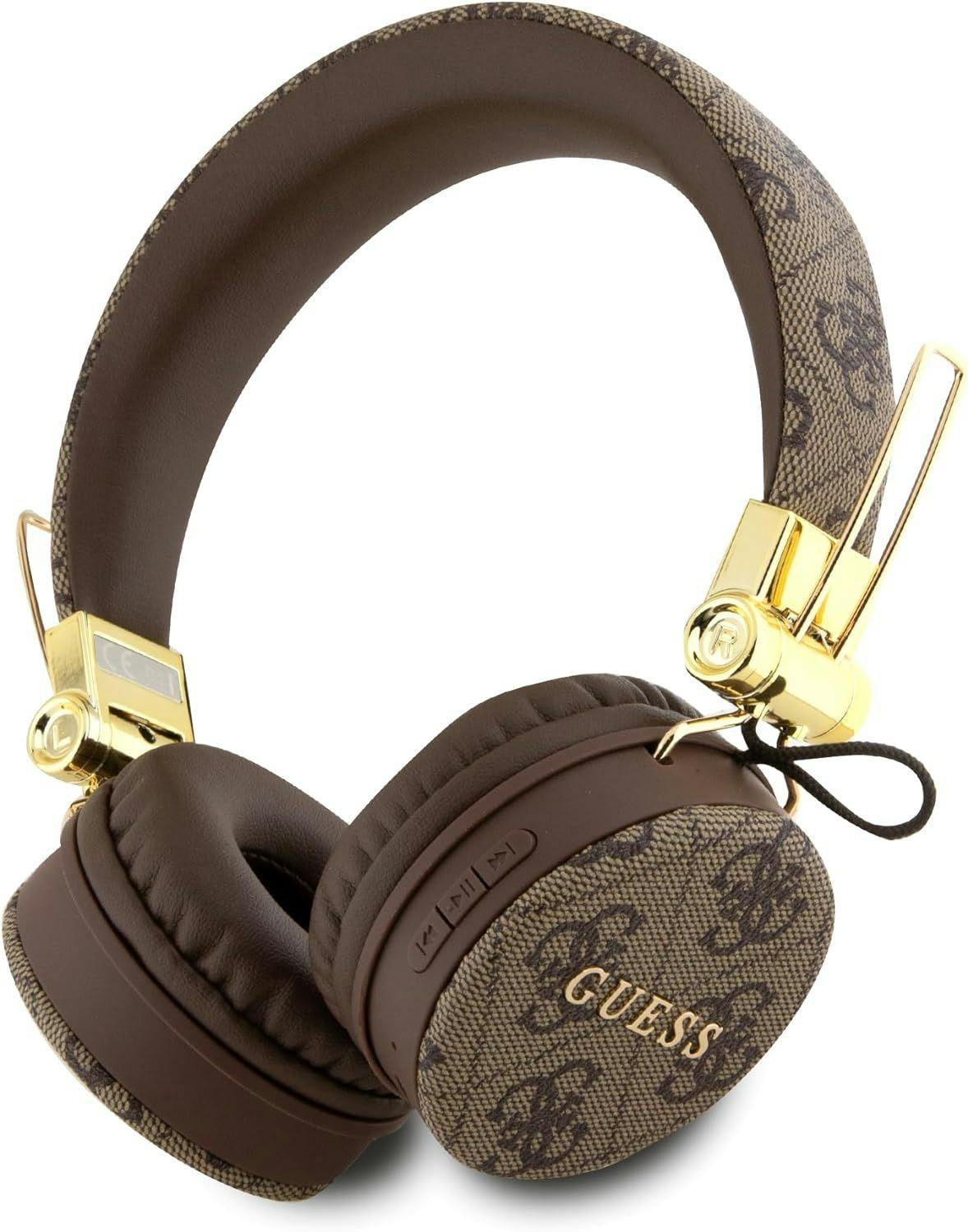 Guess Brown 4G Pu Leather With Metal Logo Wireless Headphones - Gubh704gemw