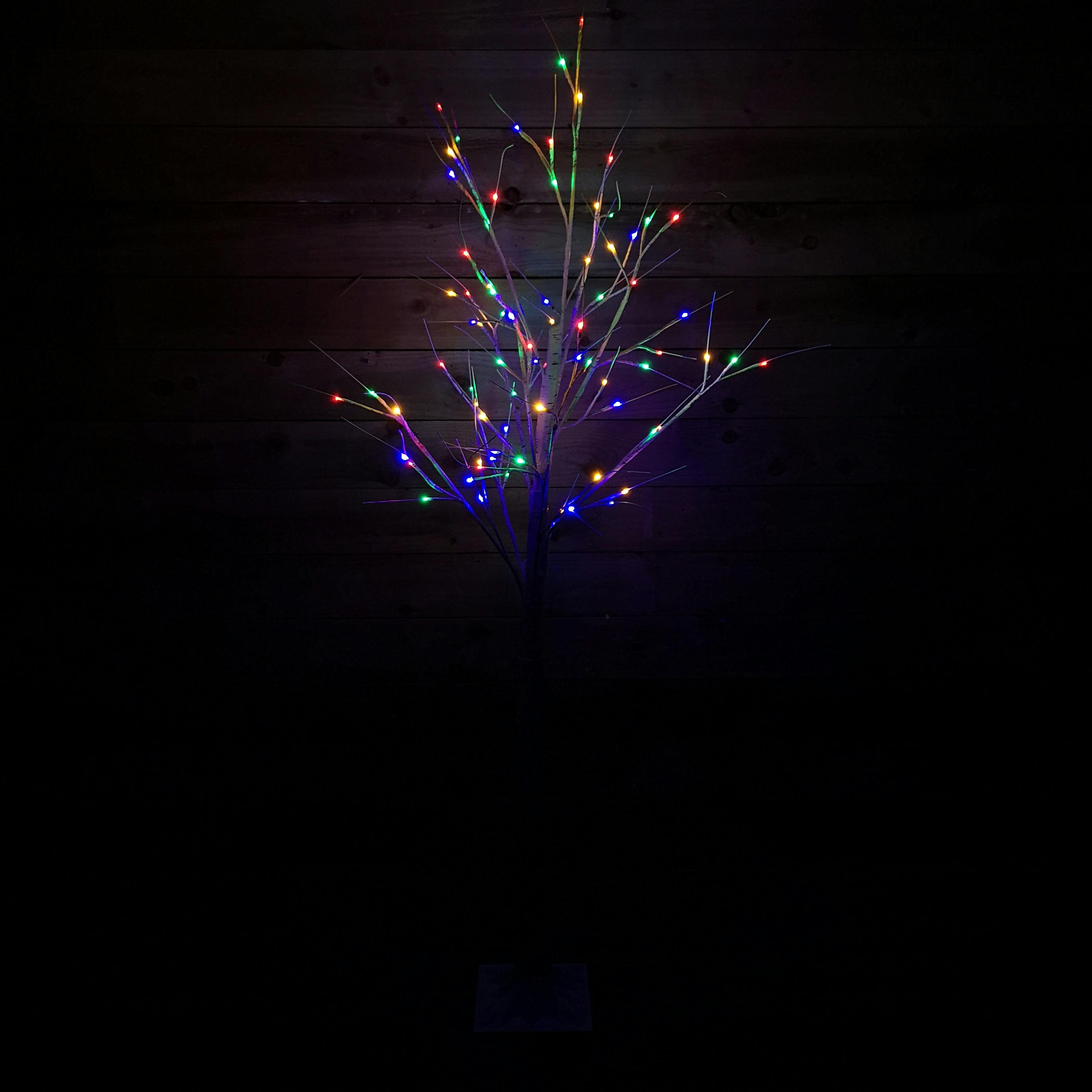 Samuel Alexander 6Ft Christmas Light Up White Birch Tree 80 Multicoloured Leds - Multi-Coloured - Image 2