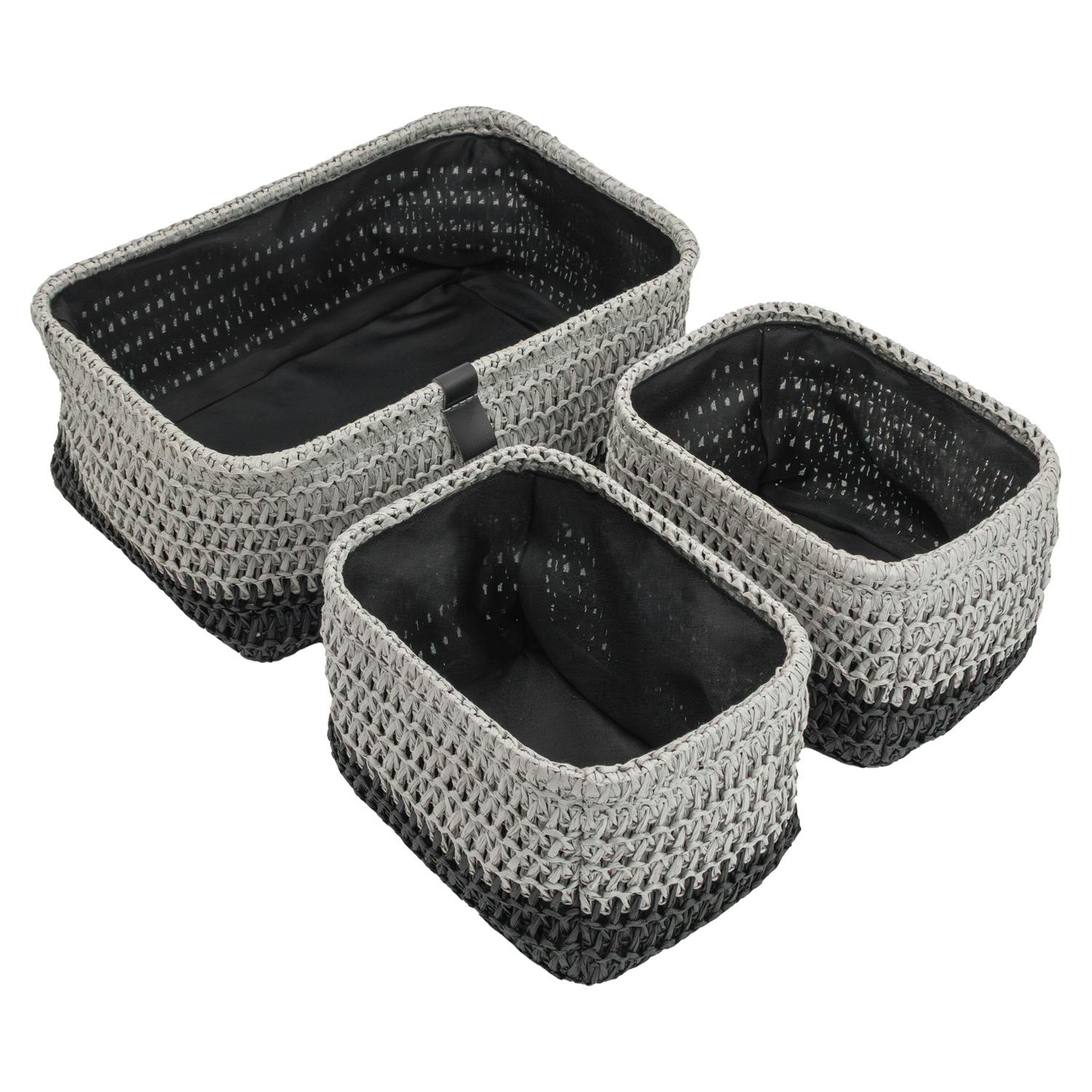 Jvl Kenzi Rectangular Fabric Storage Baskets For Home Organisation, Set Of 3
