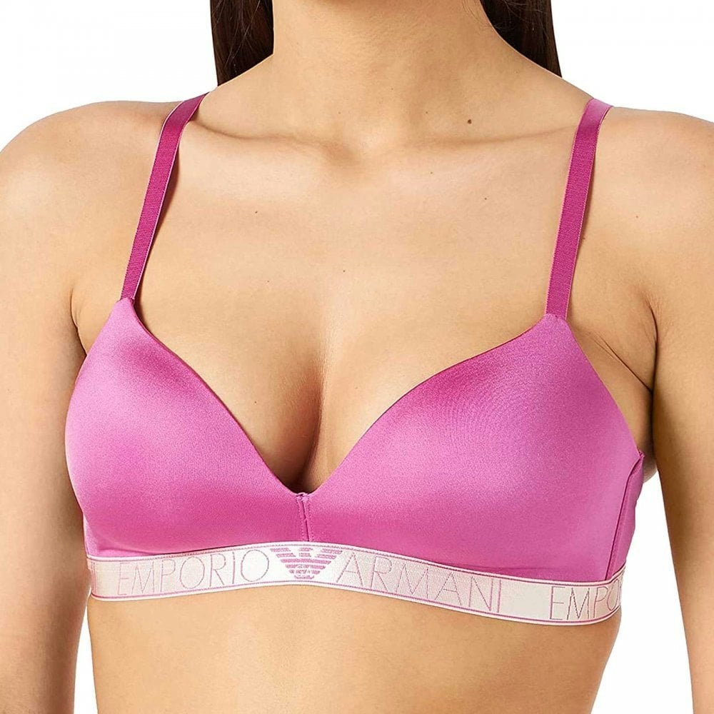 Emporio Armani Iconic Microfiber Padded Triangle Bra, Azalea - M