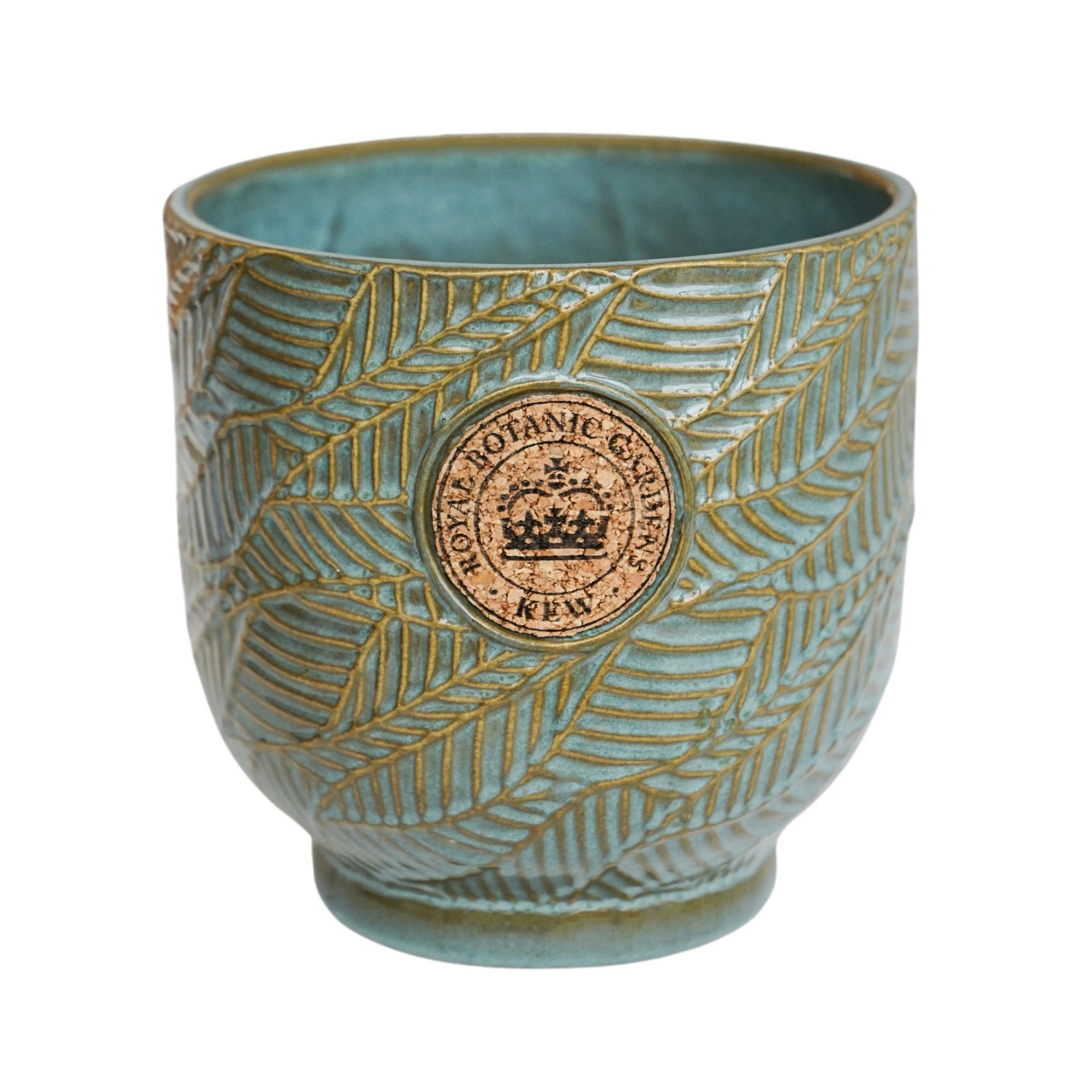 Rackhams Ivory Kew Leaf Embossed Cork Planter - Small - Moss