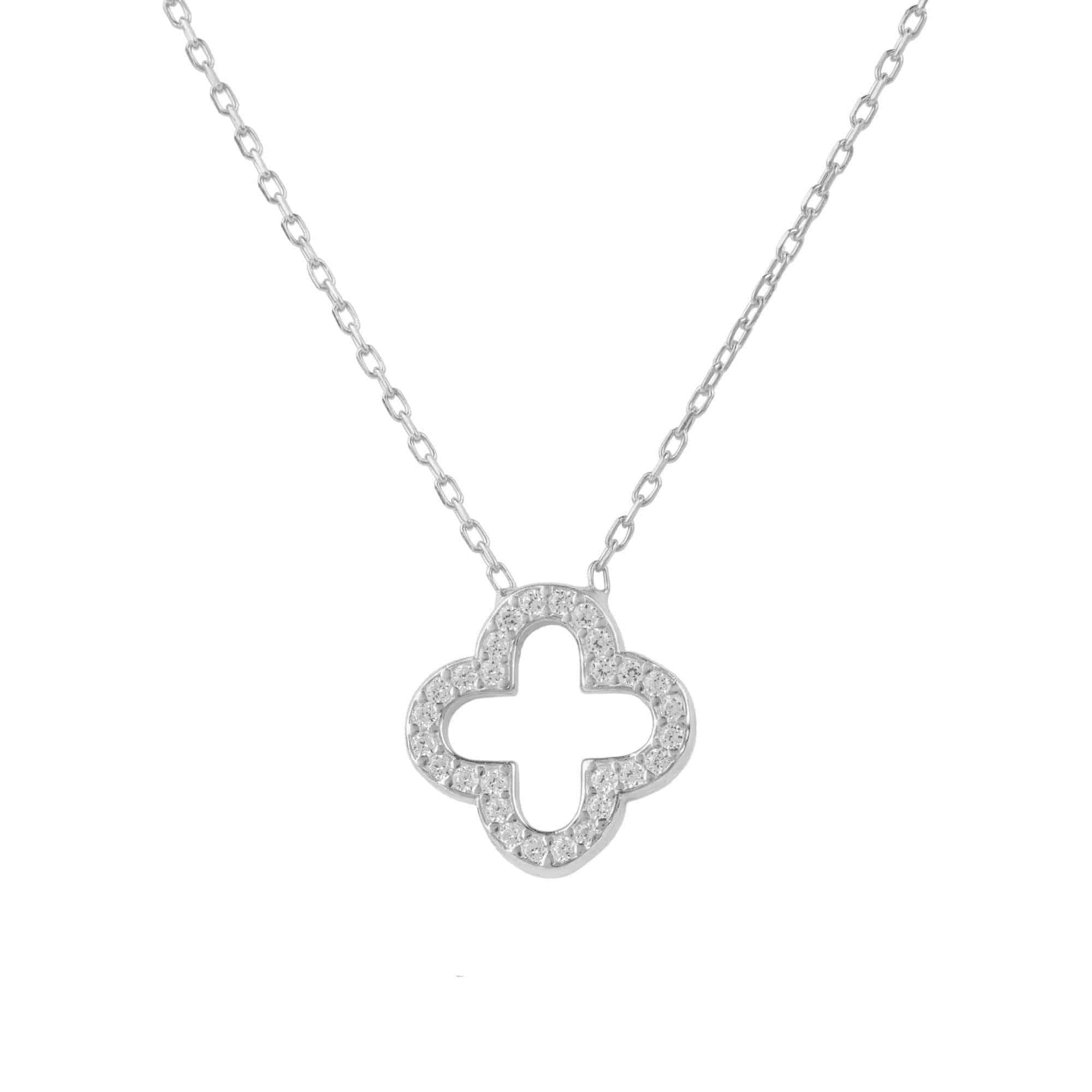Latelita Silver Open Clover Pendant Necklace