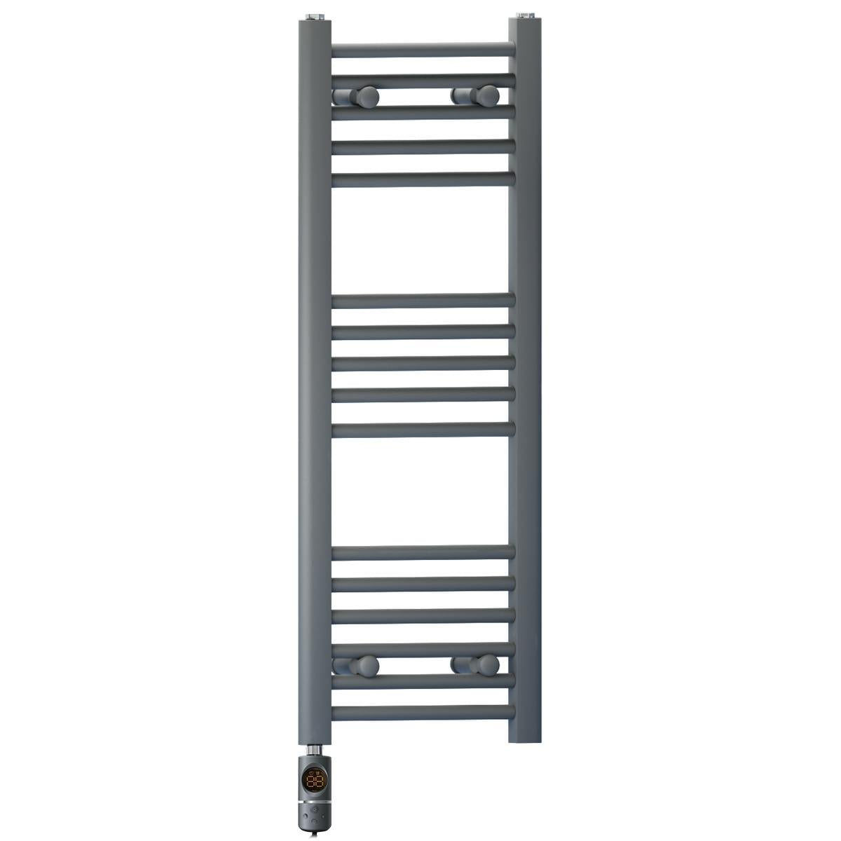 Myhomeware Anthracite/Grey 300 X 900 Mm Electric Bathroom Towel Rail Radiator Heater With Af Thermostatic Electric Element Pre-Filled