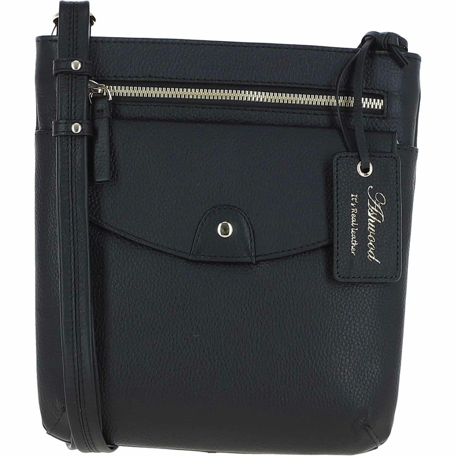 Ashwood Black 'Five Cb' Real Leather Cross Body Bag: Cb-5 - One Size - Leather