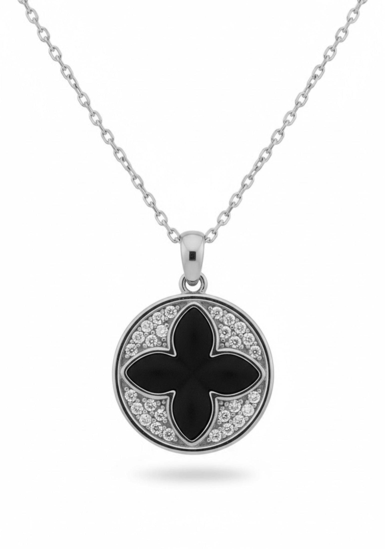 Latelita Silver Florentine Clover Necklace