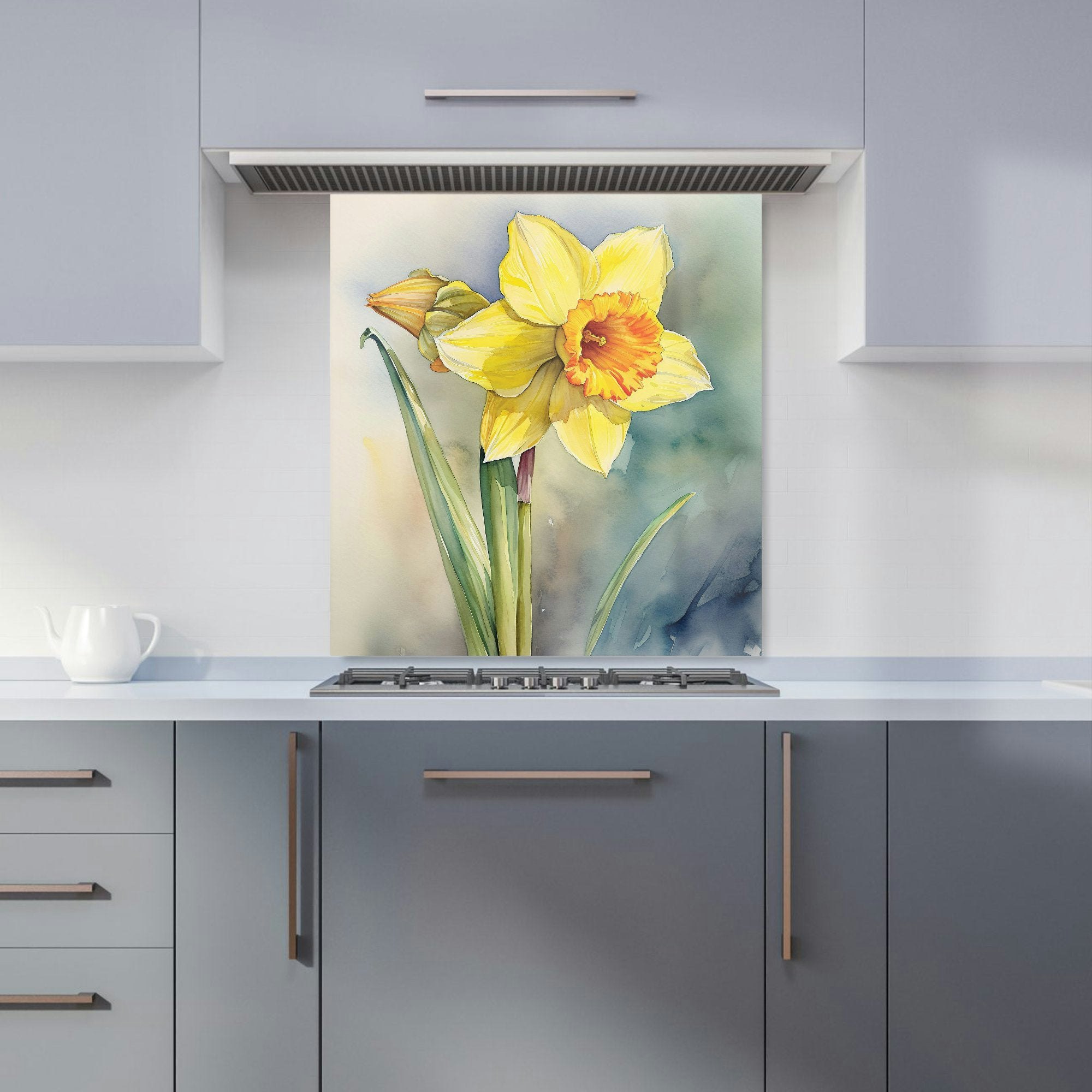 Warren Reed - Designer Daffodil Watercolour Kitchen Splashback - W700mm X H650mm