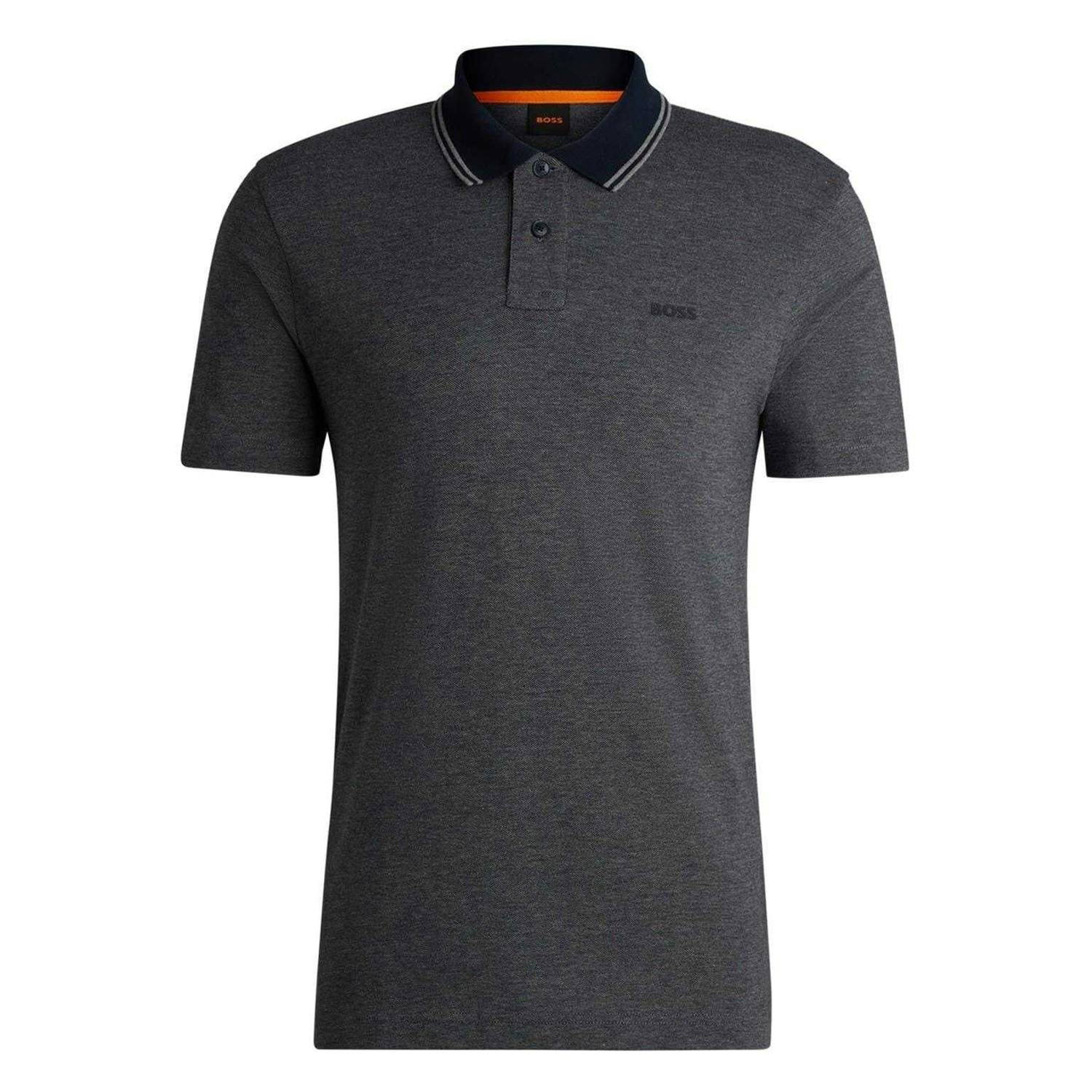 Boss Men's Dark/Blue Peoxfordnew Short-Sleeved Polo Shirt - Xl - 100% Cotton