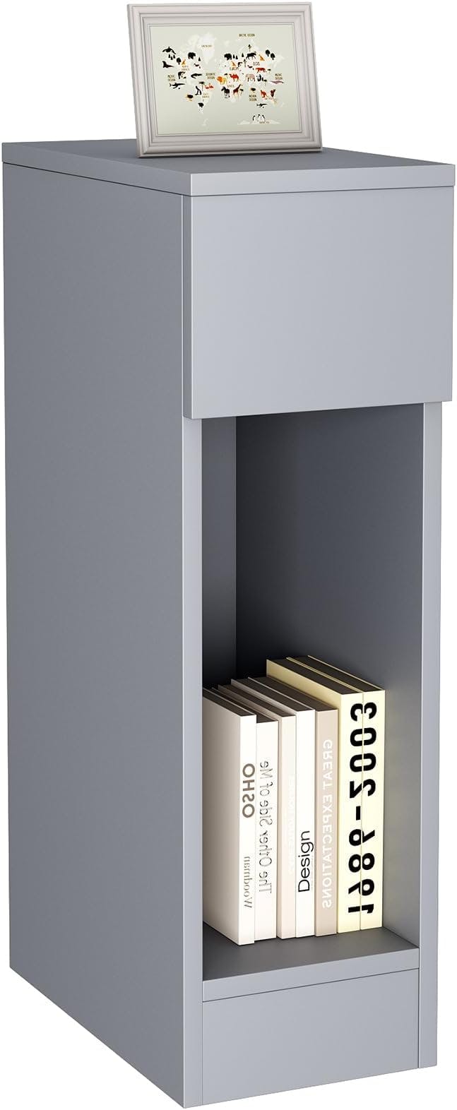 Mcc Direct Grey Solid Wooden Bedside Table With Open Shelf And Drawer – Ava By Mcc