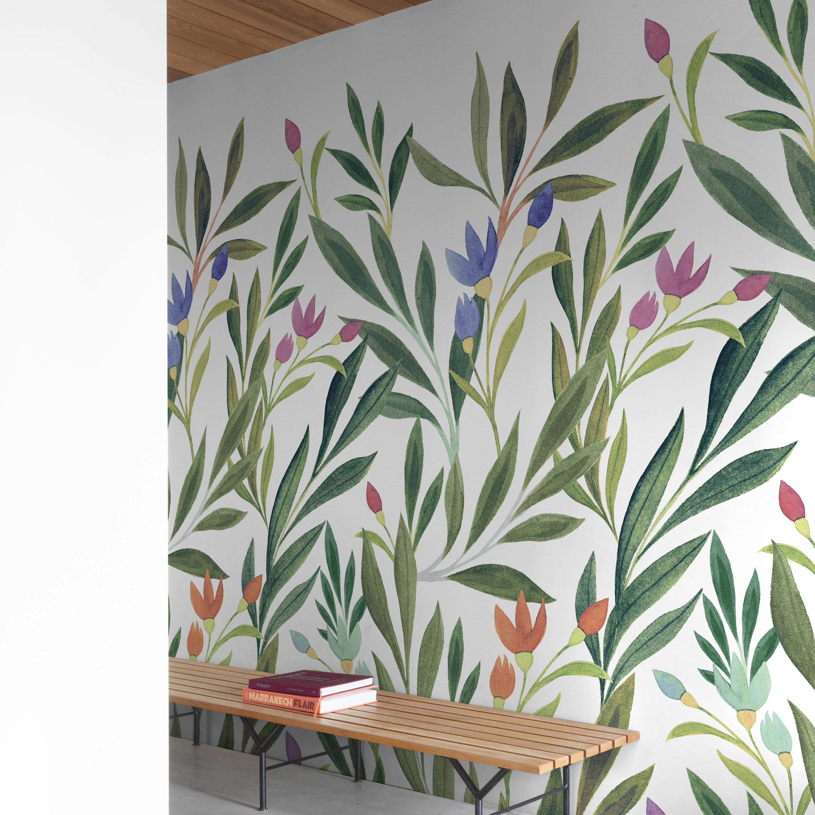 Rackhams Green Andrea Colourful Spring Flowers 3 Panel Repeatable Mural 1.59 X 2.8M,