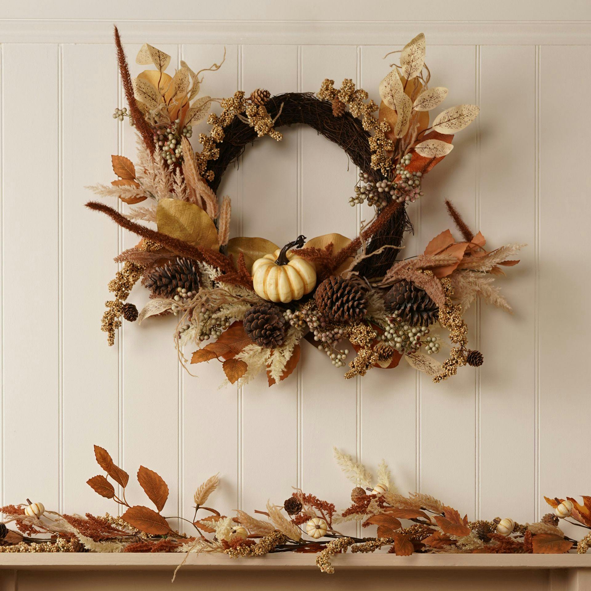 Rackhams Cream/Brown/Orange Neutral Autumn Wreath