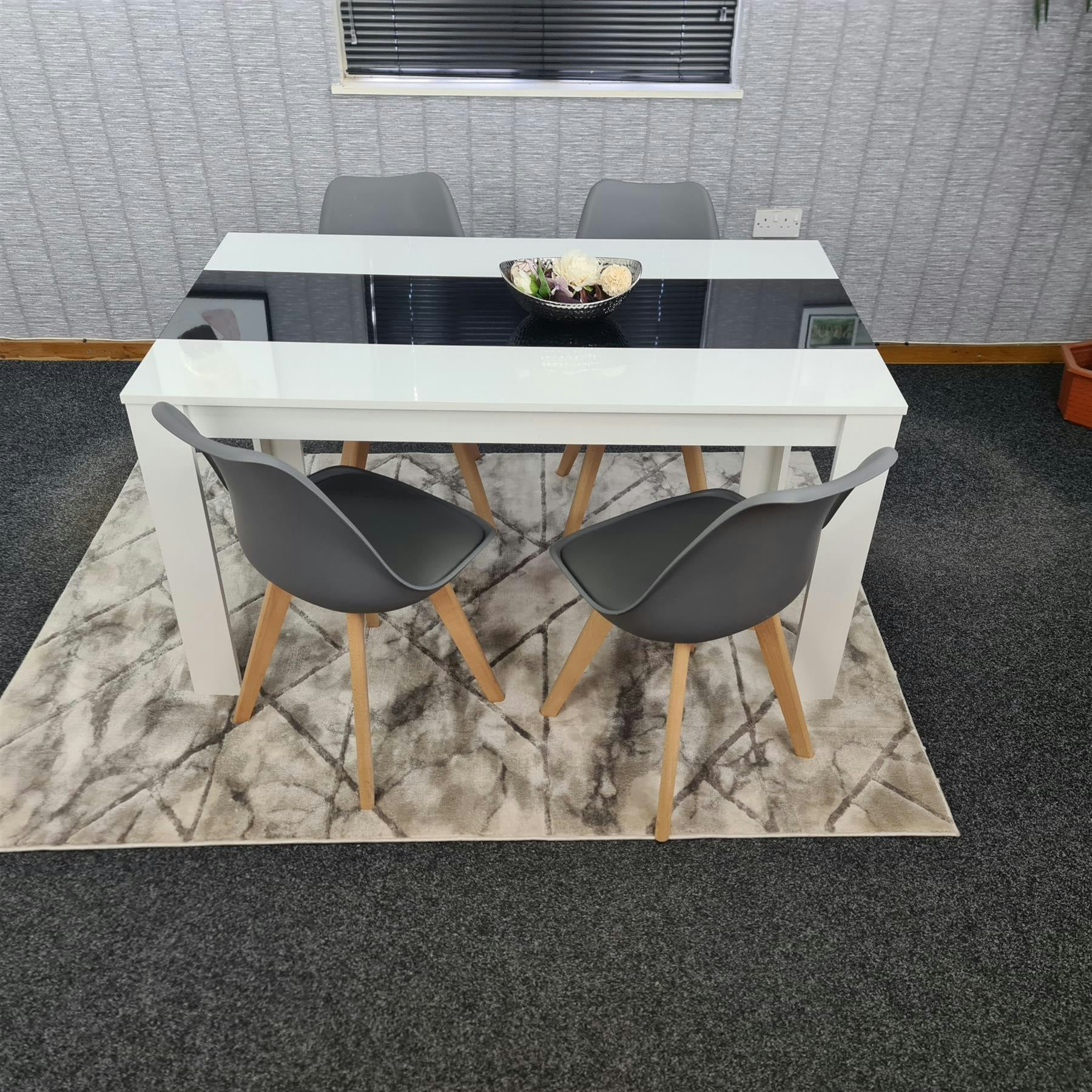 Kosy Koala Kitchen Set Of 4 Dining Table And 4 White Tulip Chairs - Black White - Image 4