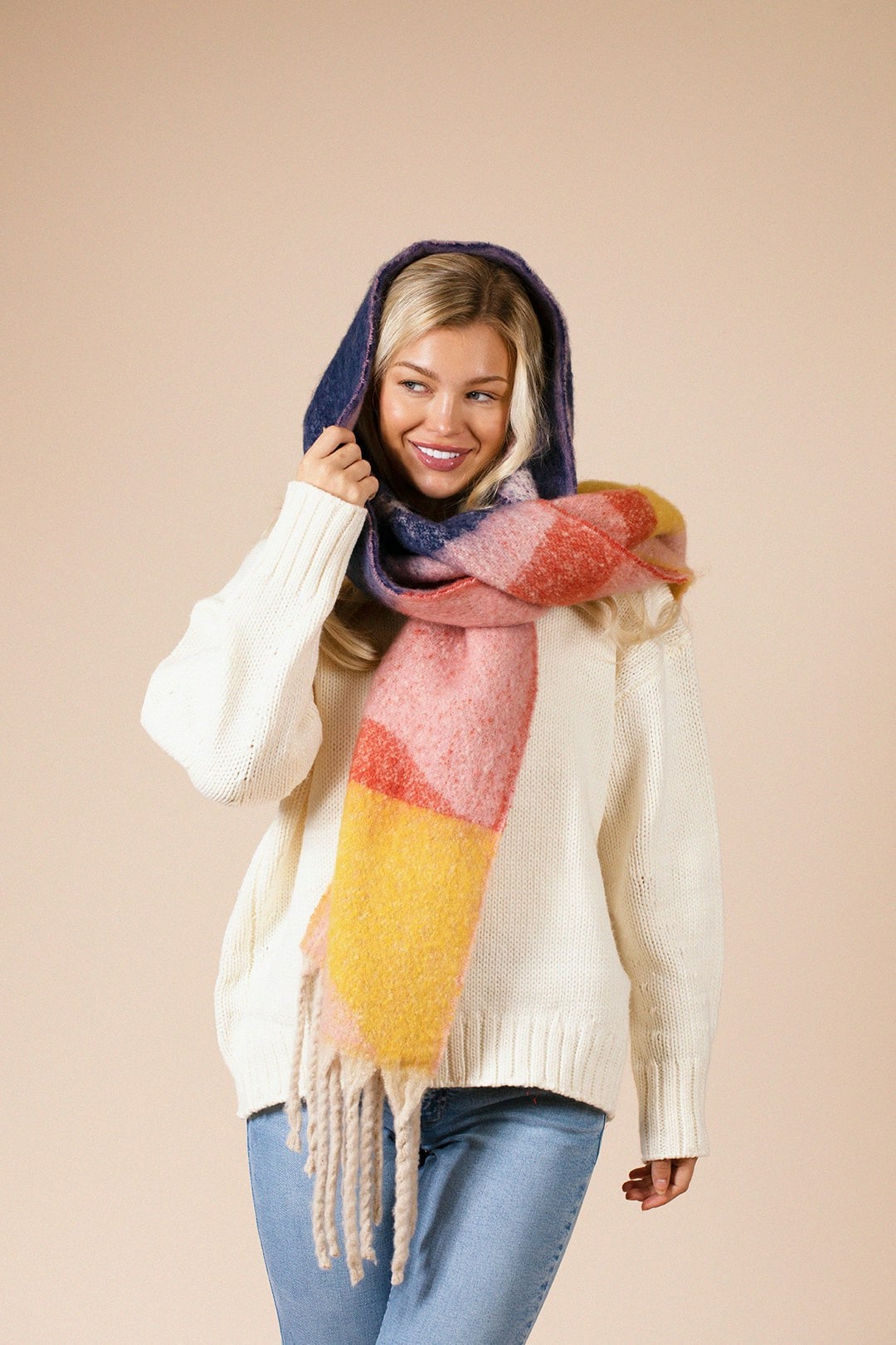 Svnx Pink/Yellow Chunky Scarf In - One Size