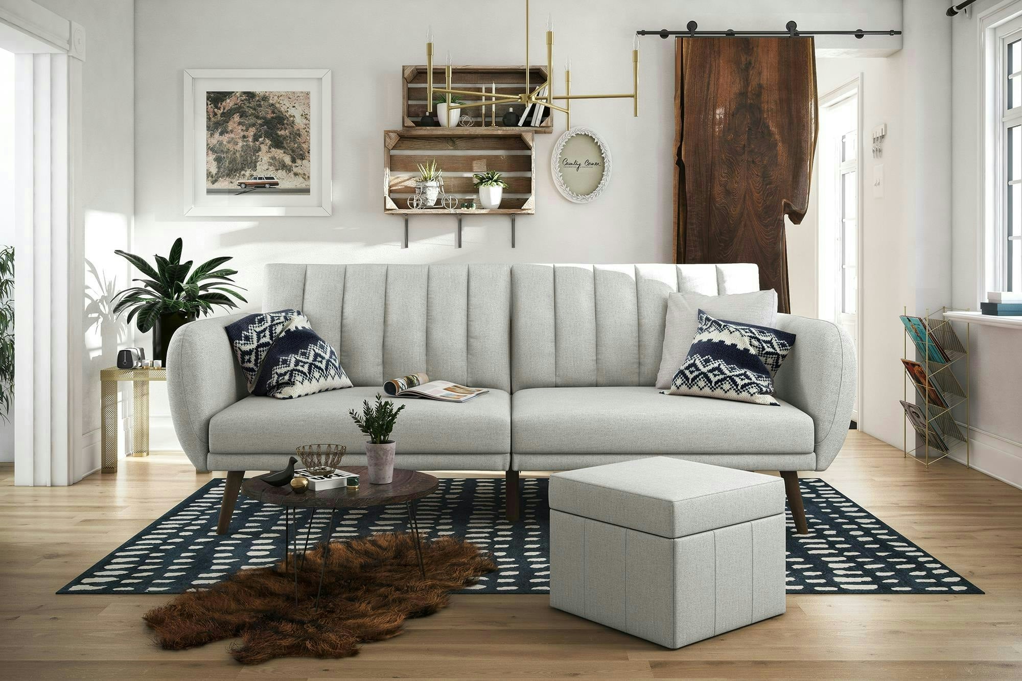 Dorel Home Light/Grey Brittany Sofa Bed In Fabric