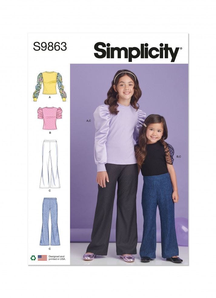 Simplicity Sewing Pattern 9863, Tops, Trousers For Kids, Hh (3-4-5-6) - Intermediate - Hh (3-4-5-6)