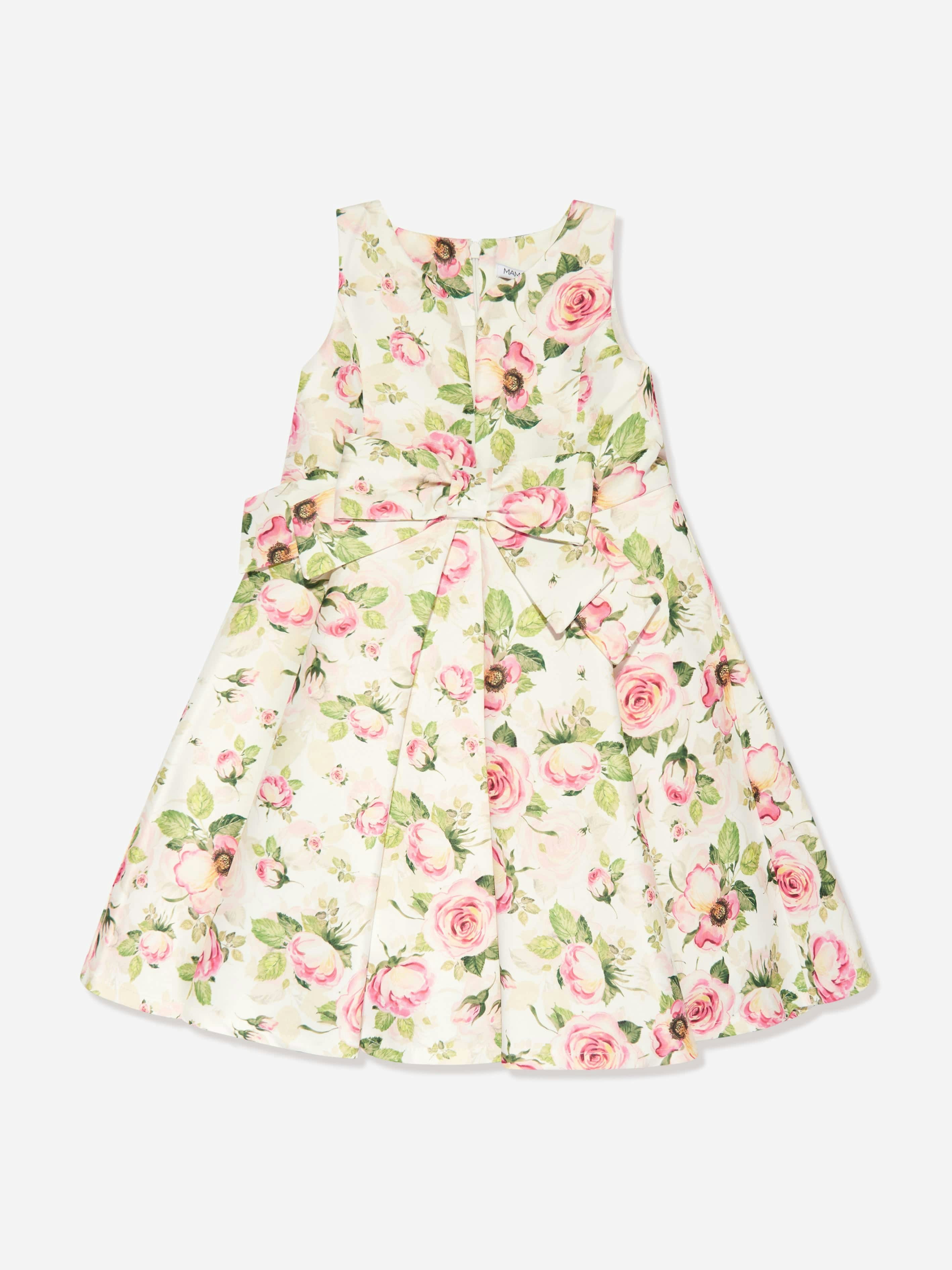 Mama Luma Girls White Flower Dress In - 9 - 10 Yrs
