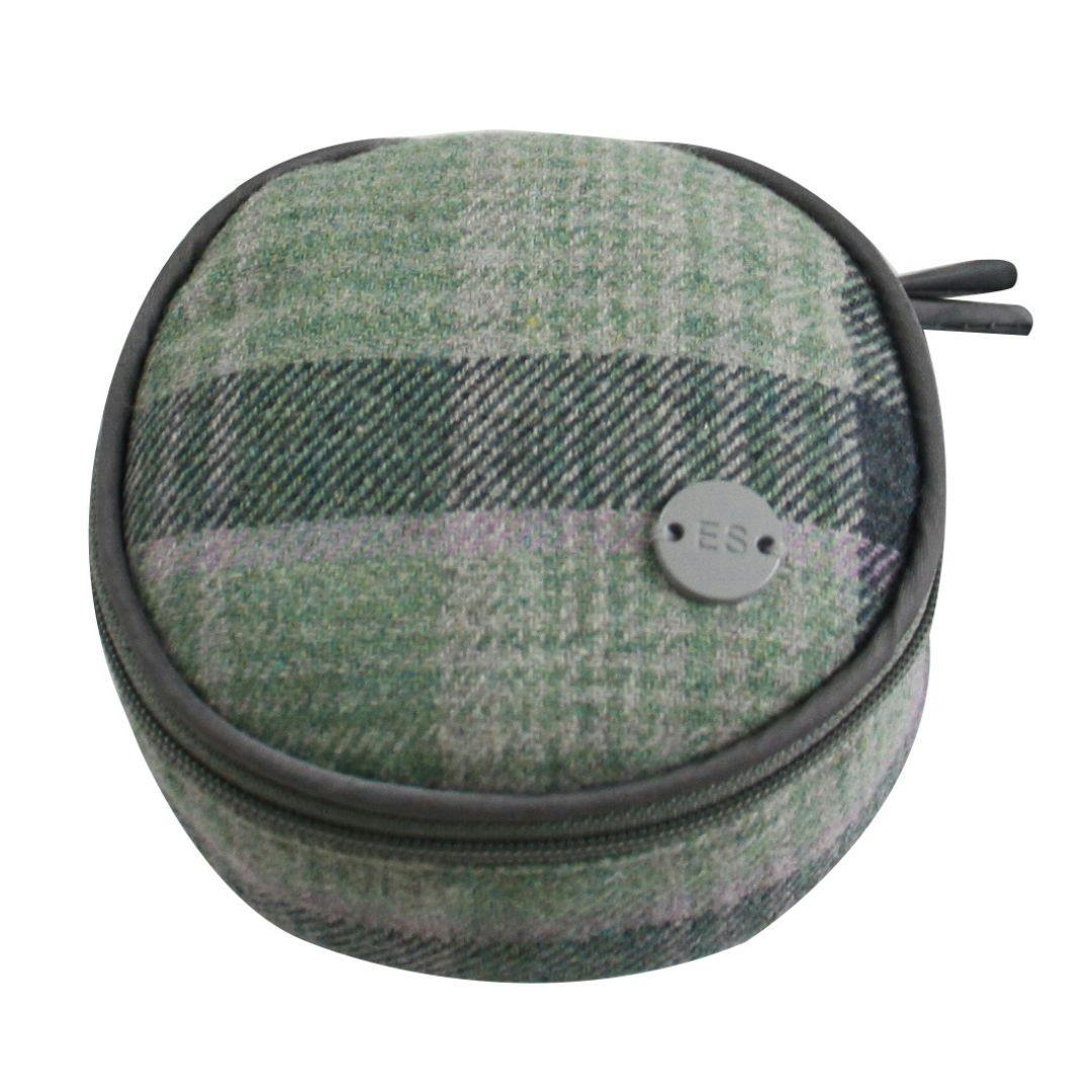 Earth Squared Green Tartan Tweed Jewellery Travel Pouch Case - Gosford