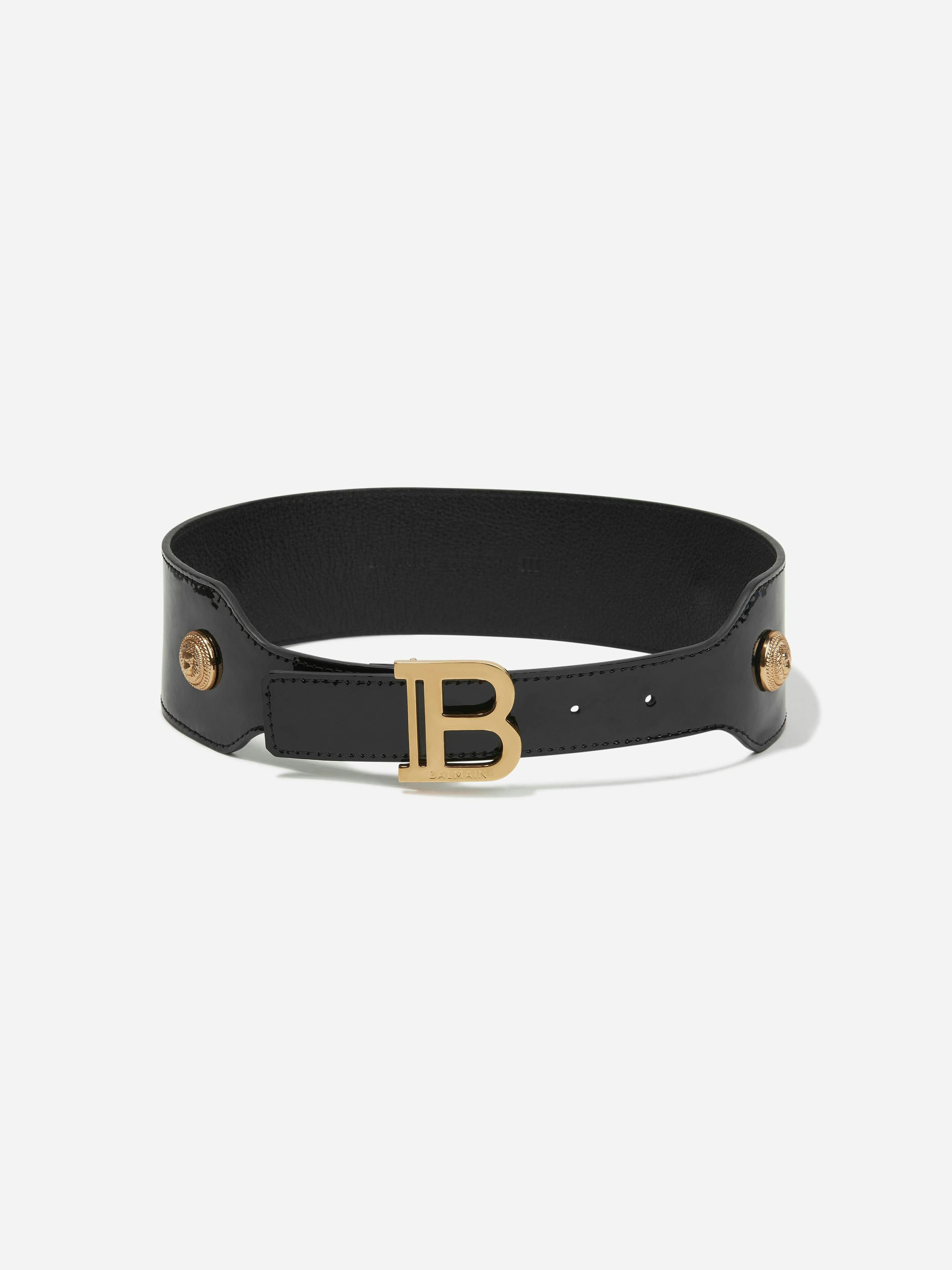 Balmain Girls Black Varnished Leather Belt In - 8 - 10 Yrs