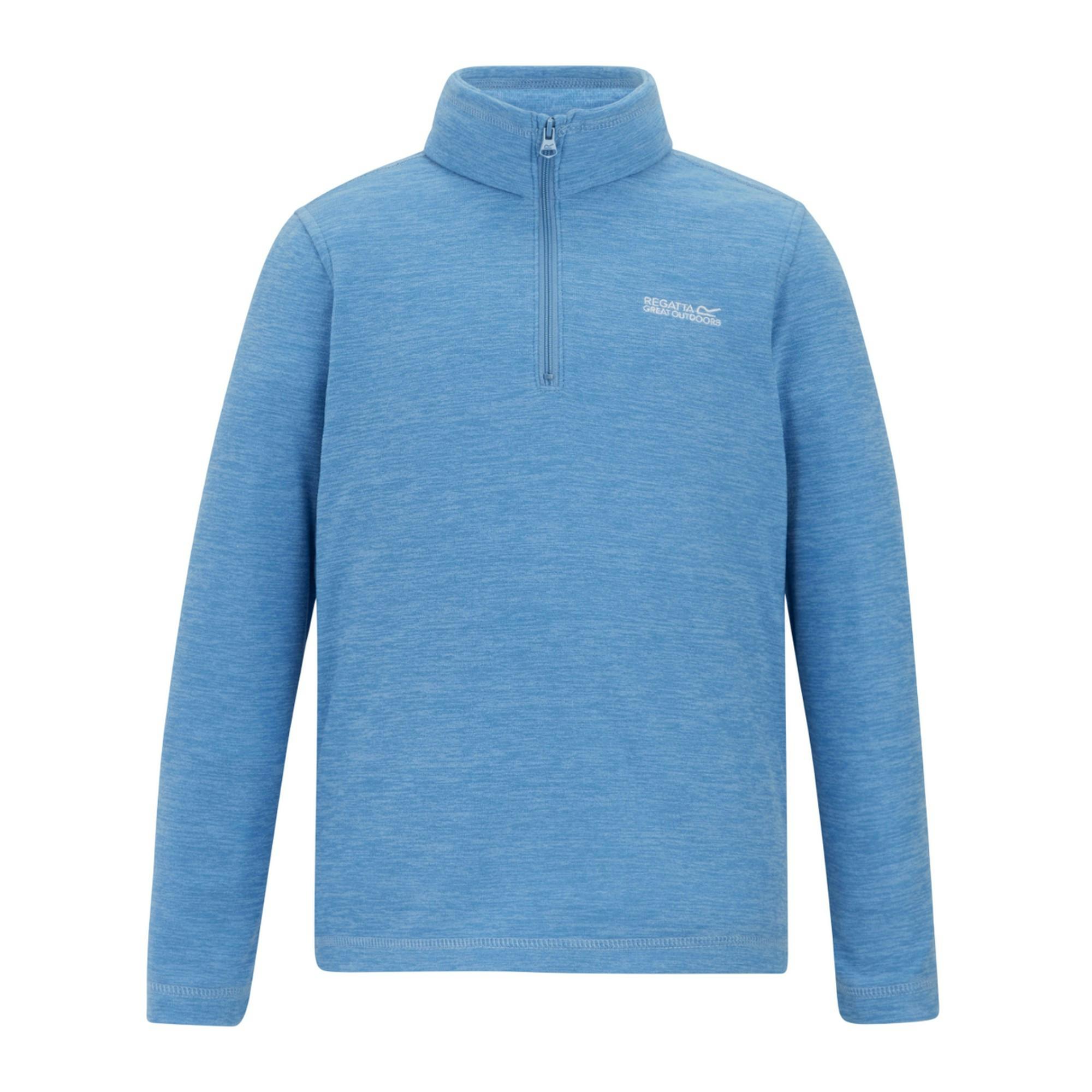 Regatta Kids Hot Shot Quarter Zip Fleece Top - Washed Denim - 14 Years - Washed Denim - 70% Polyester/30% Recycled Polyester