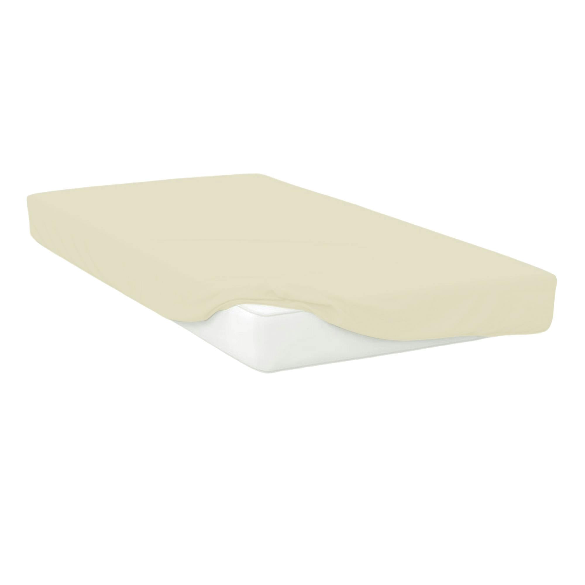 Belledorm Cream Easycare Percale Fitted Sheet - Single - 50% Cotton/50% Polyester