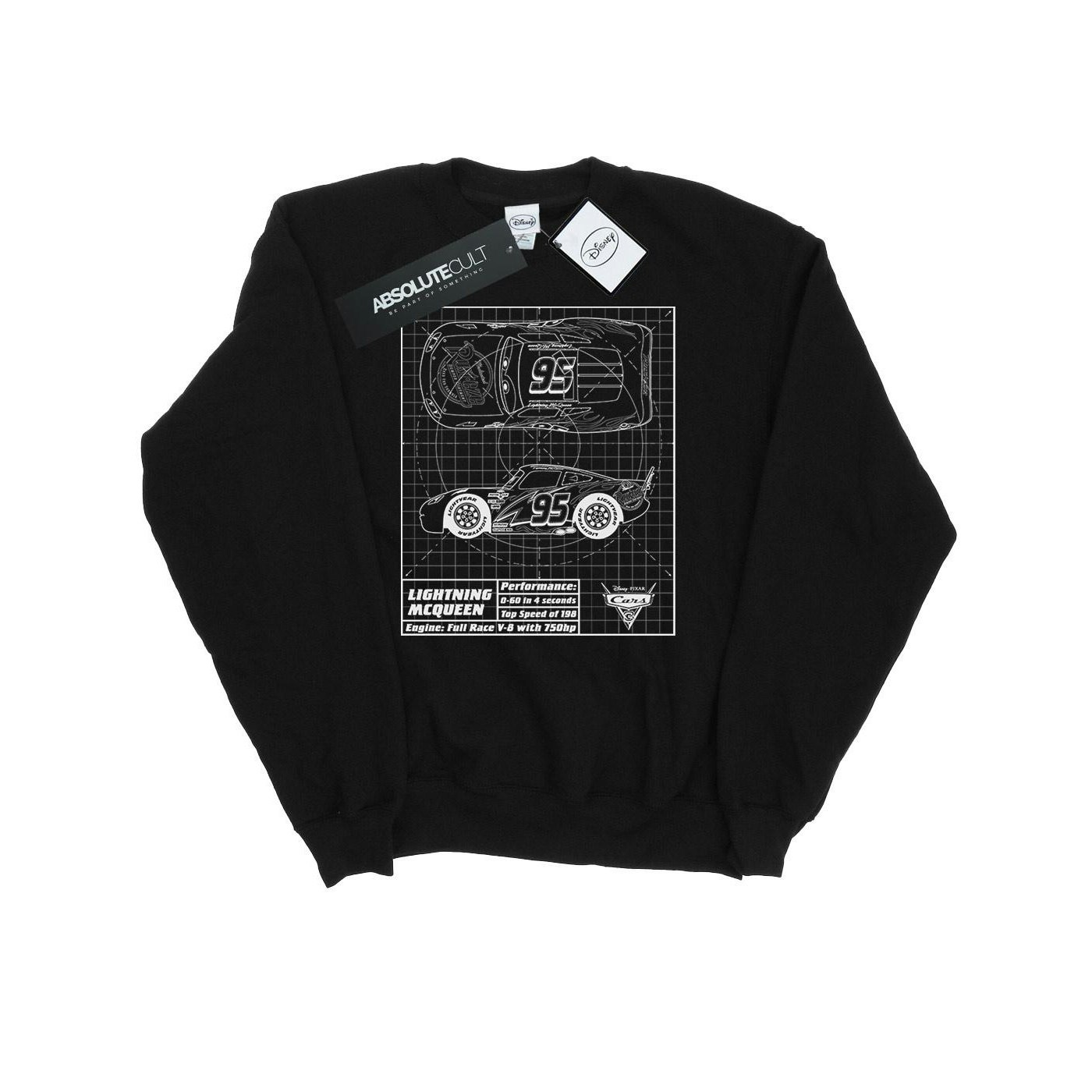 Disney Men's Black Cars Lightning Mcqueen Blueprint Sweatshirt - Xxl