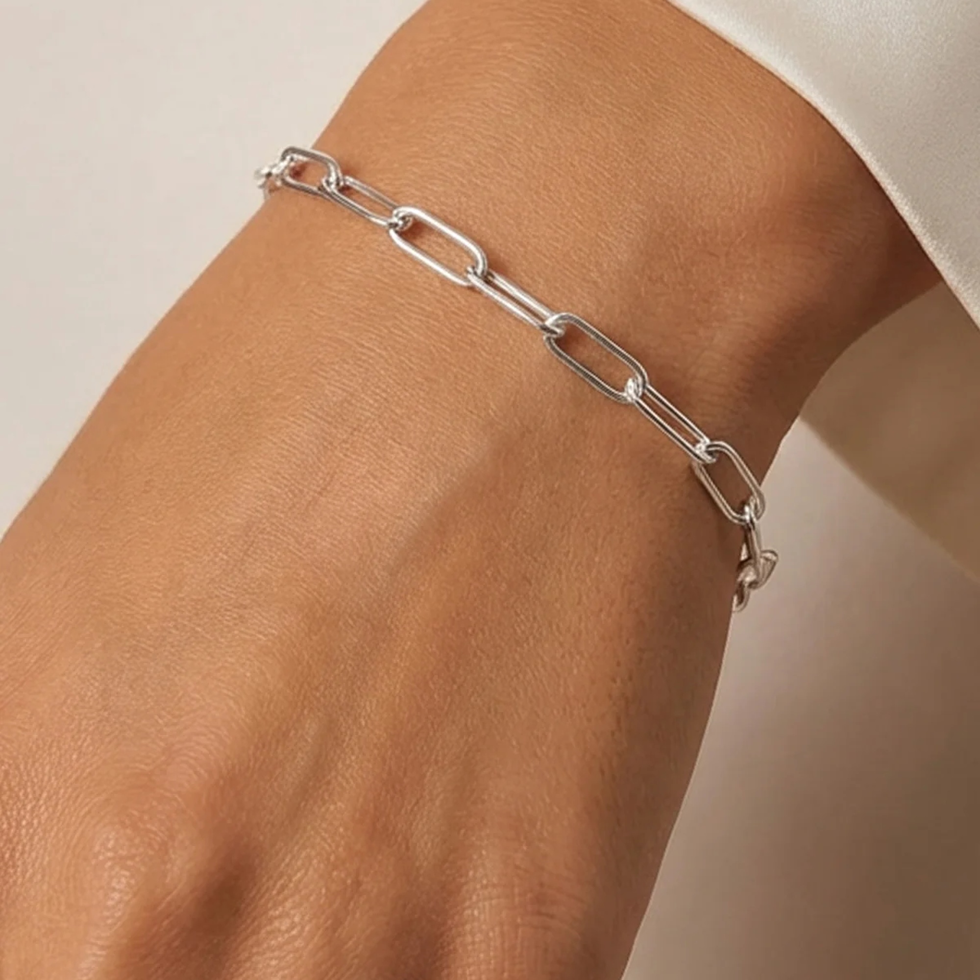Muchv Silver Link Chain Bracelet - 4Mm