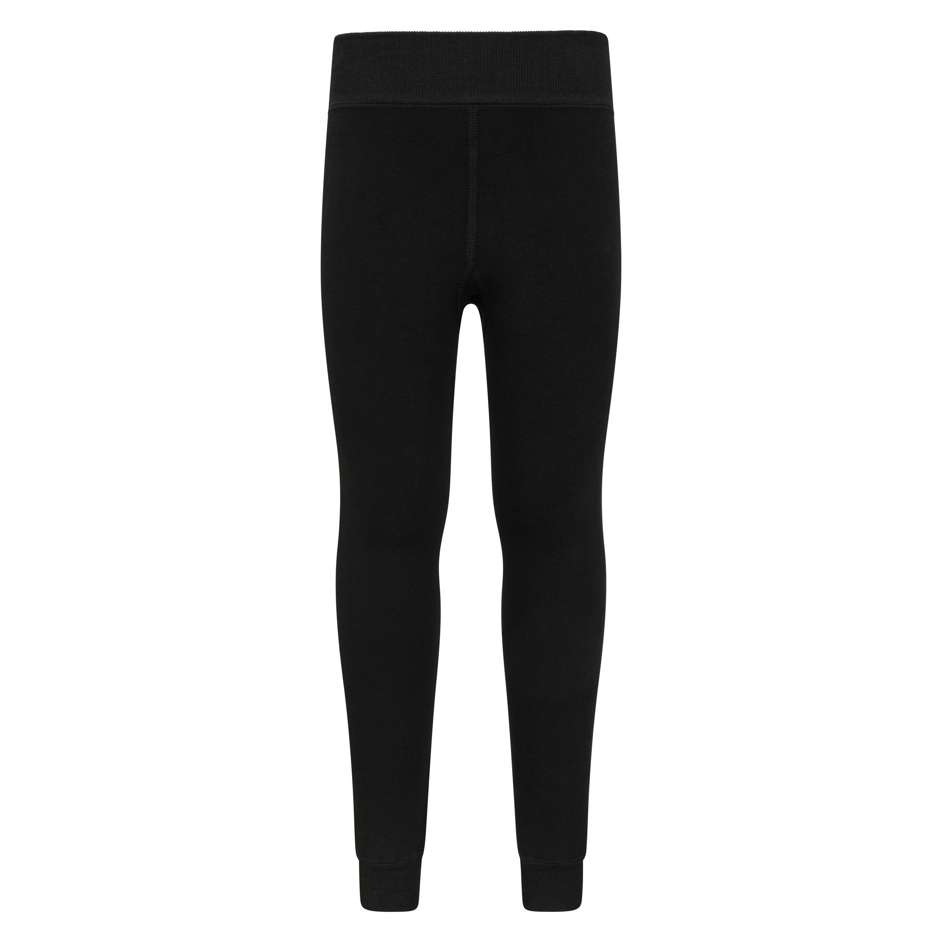 Mountain Warehouse Black Kids Fluffy Fleece Lined Leggings - S-M - 67% Polyester/28% Viscose/5% Elastane