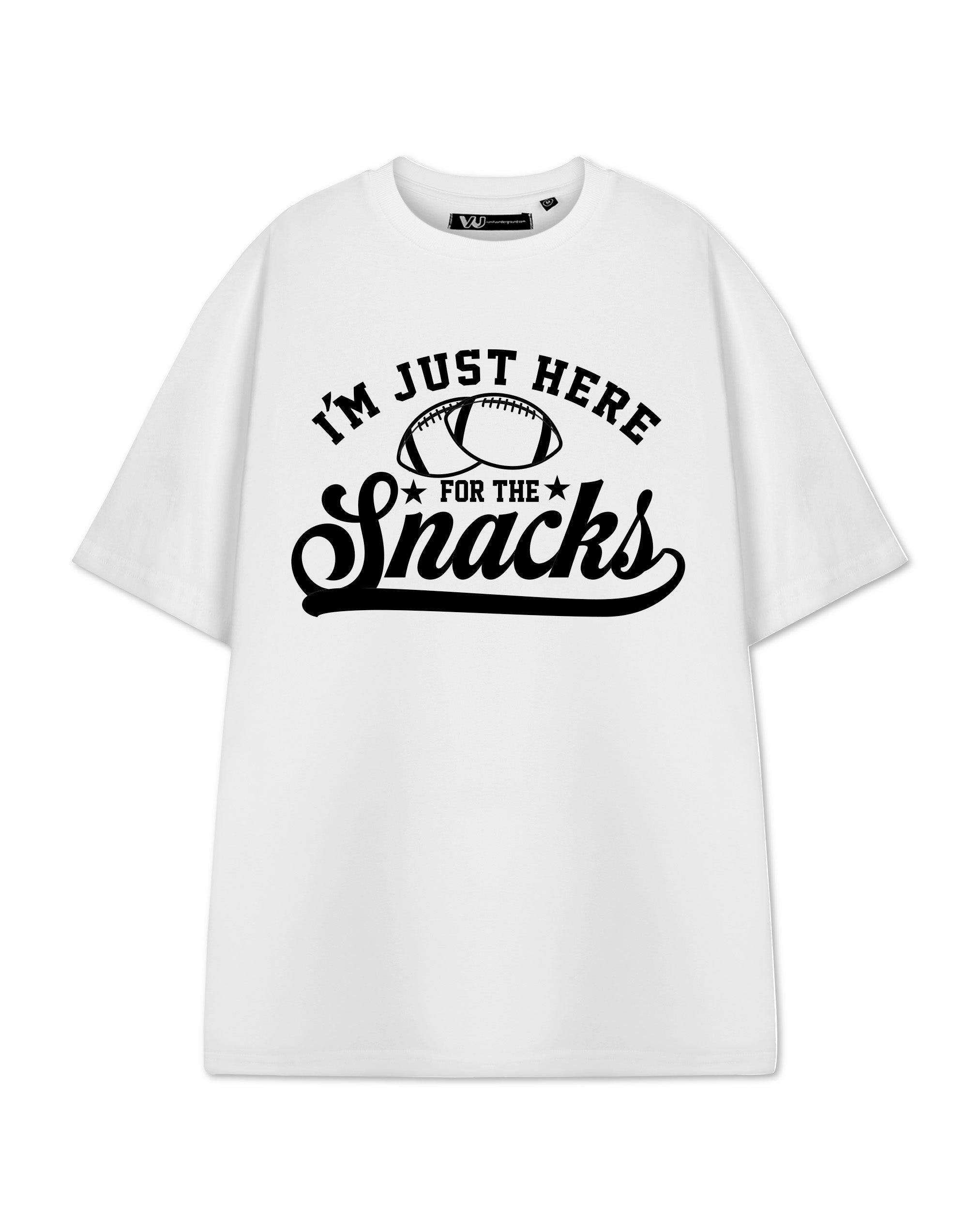 Vanilla Underground Unisex White Show Me The Merch Here For The Snacks Short Sleeved T-Shirt - Medium