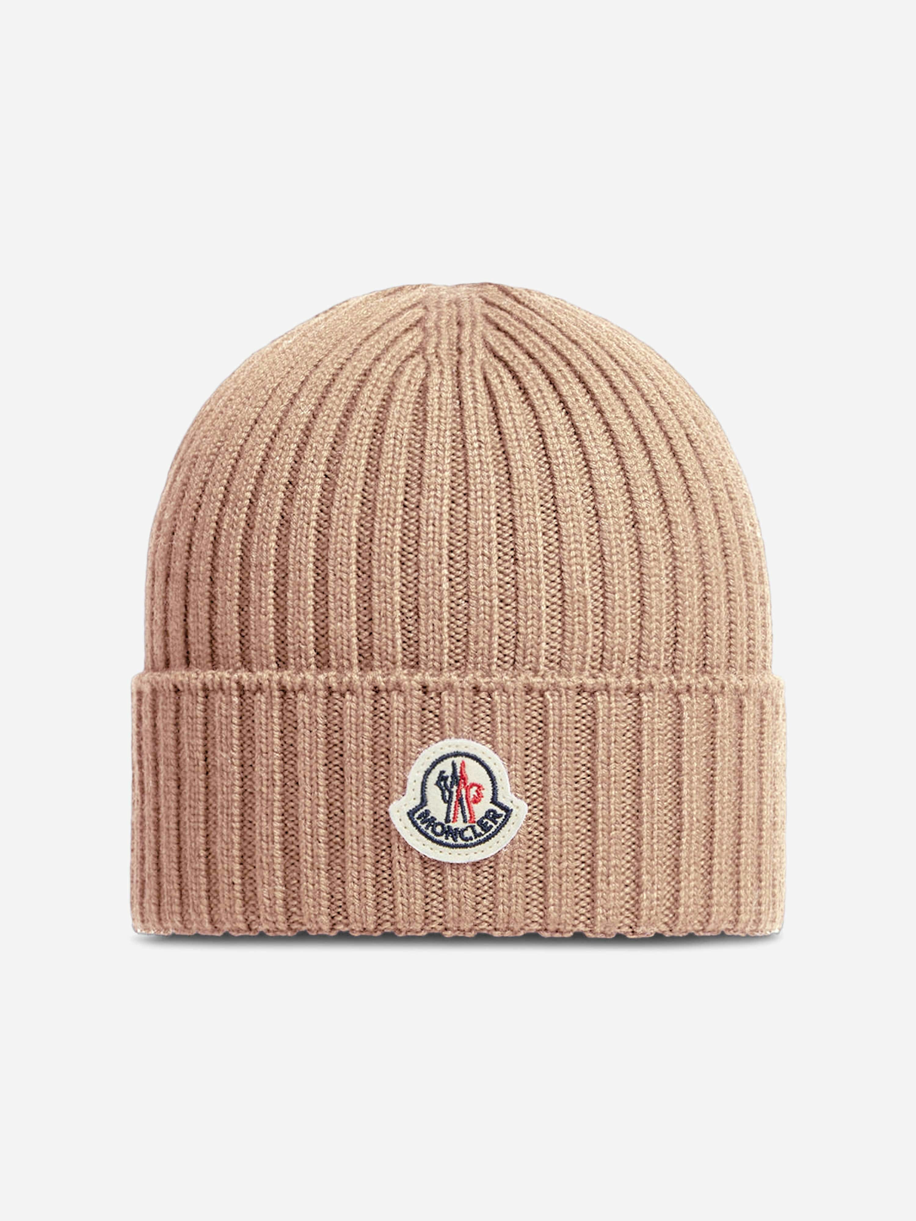 Moncler Enfant Girls Pink Wool Beanie Hat In - S 4 - 6 Yrs